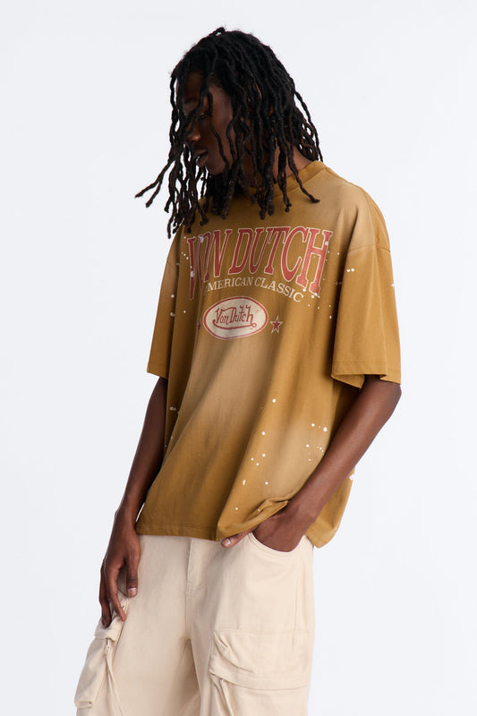 Von Dutch American Classic Boxy Short Sleeve Tee - Tan