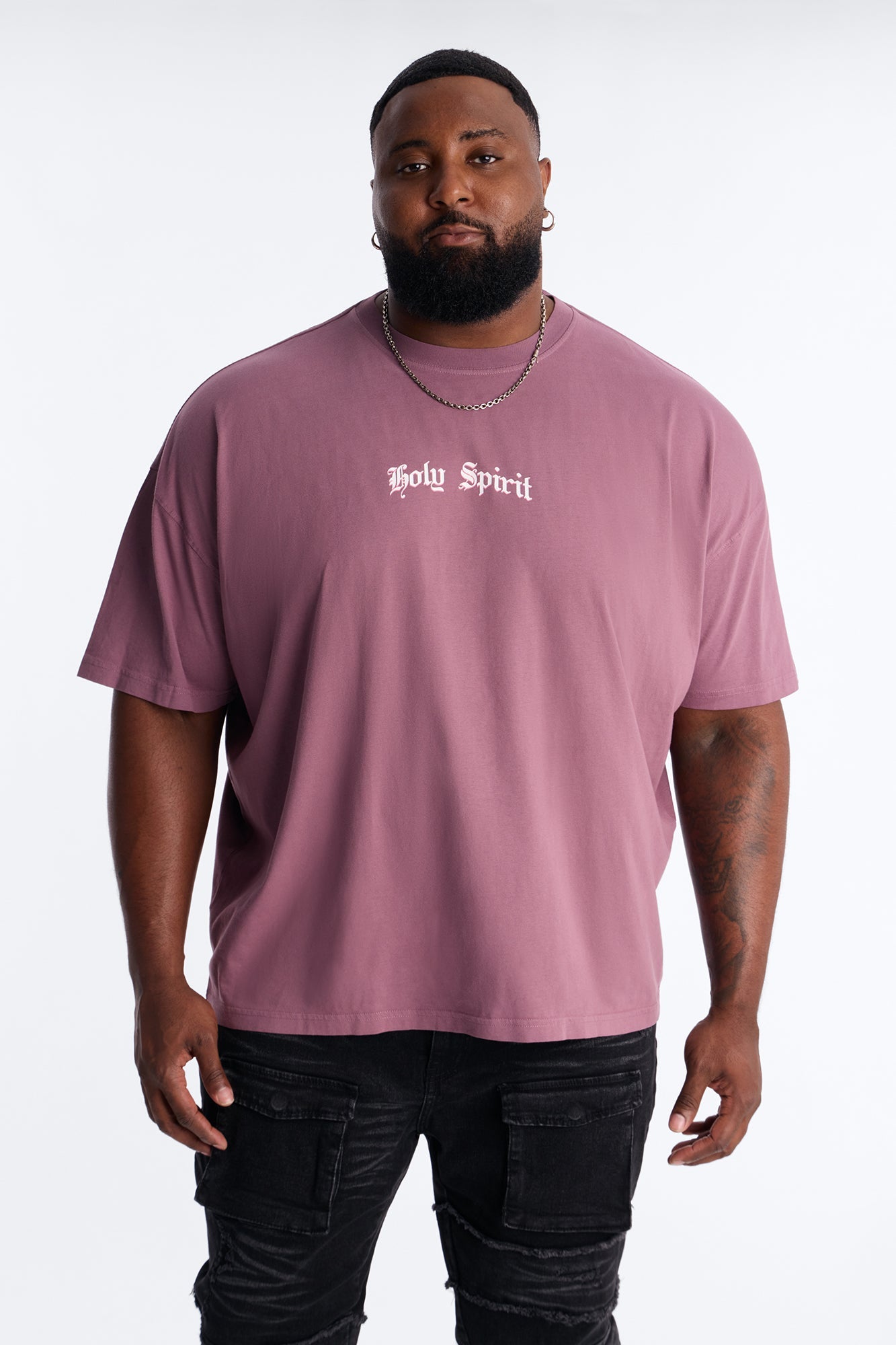 Holy Spirit Protect Me Oversized Short Sleeve Tee - Purple