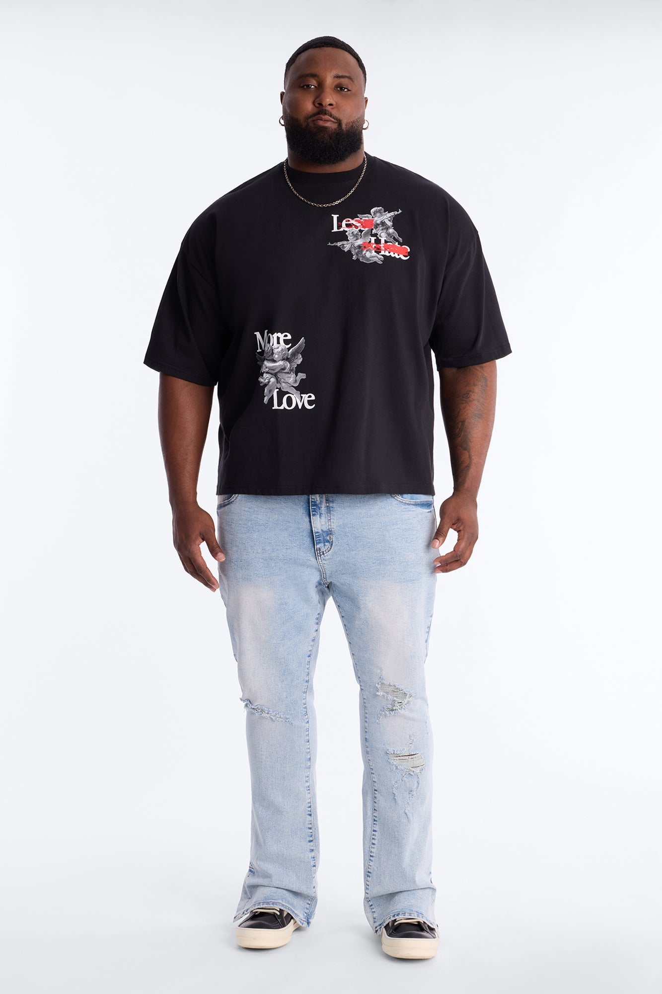 Less Hate More Love Boxy Short Sleeve Tee - Black