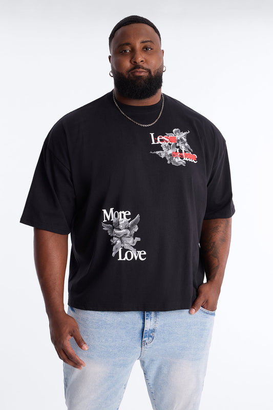 Less Hate More Love Boxy Short Sleeve Tee - Black