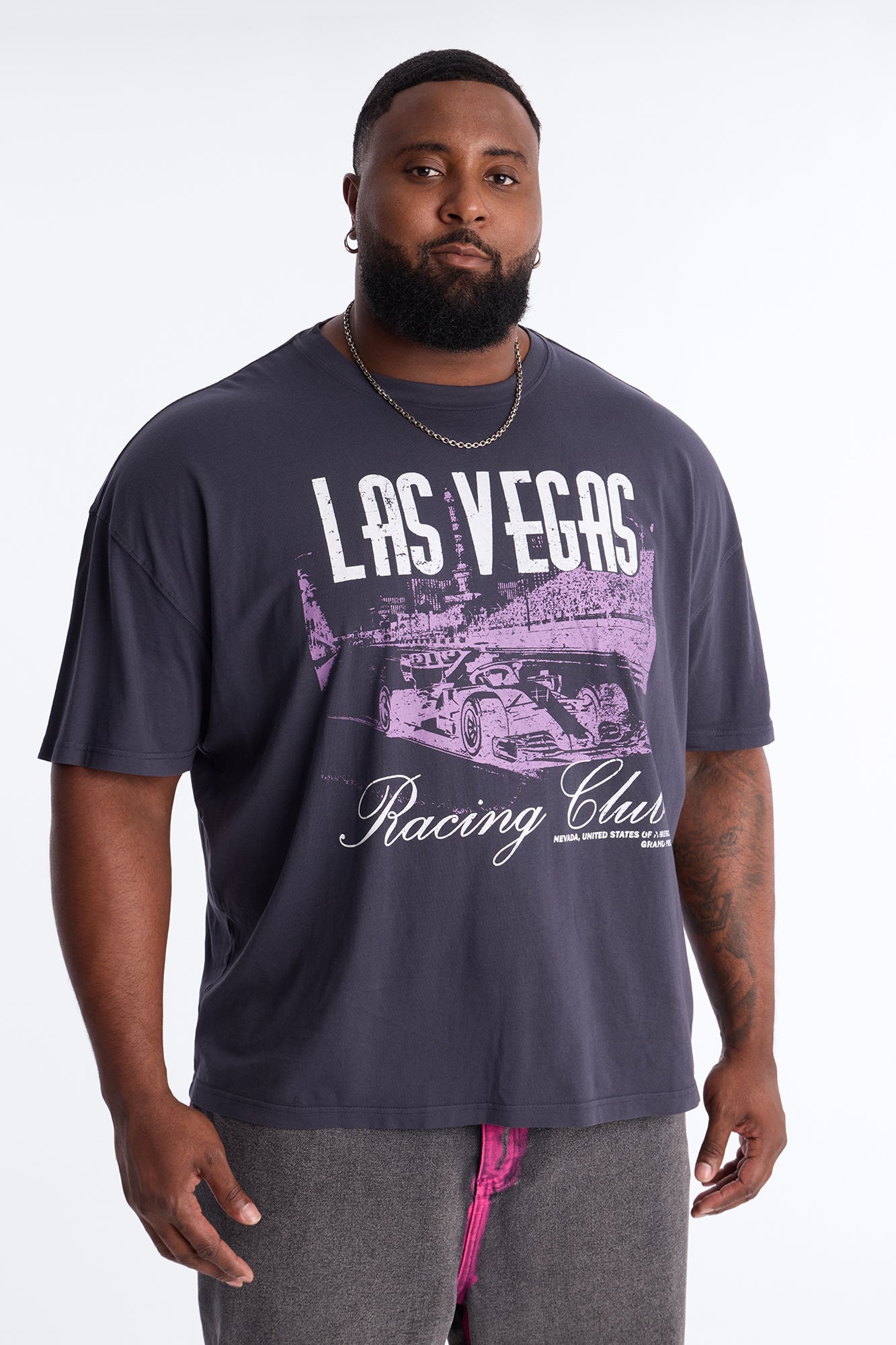 Las Vegas Racing Club Oversized Short Sleeve Tee - Navy