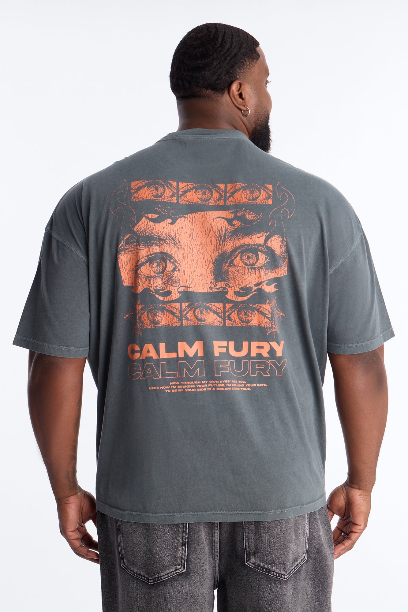 Calm Fury Oversized Short Sleeve Tee - Grey
