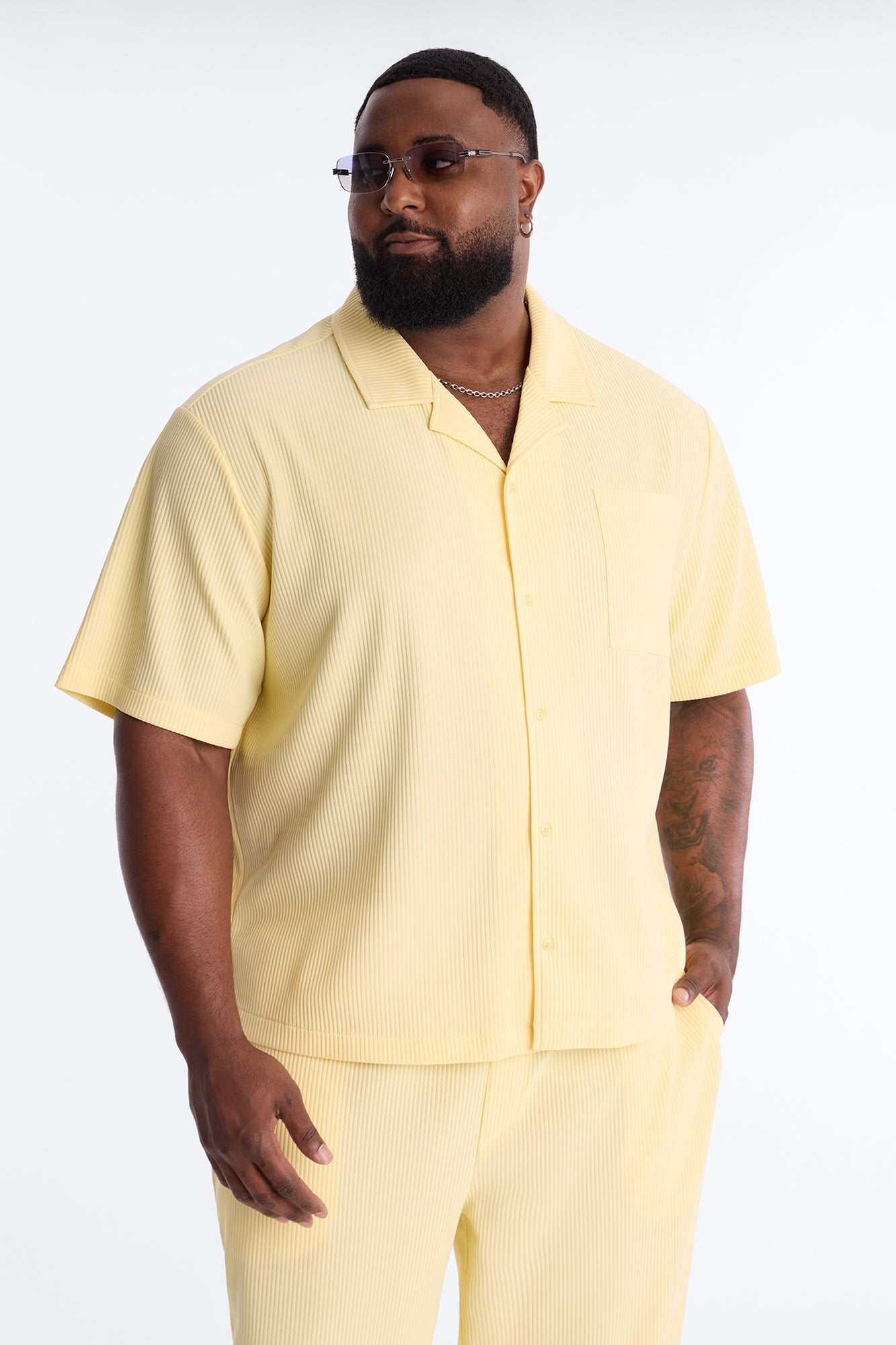 Show Up Short Sleeve Cuban Shirt - Butter Yellow