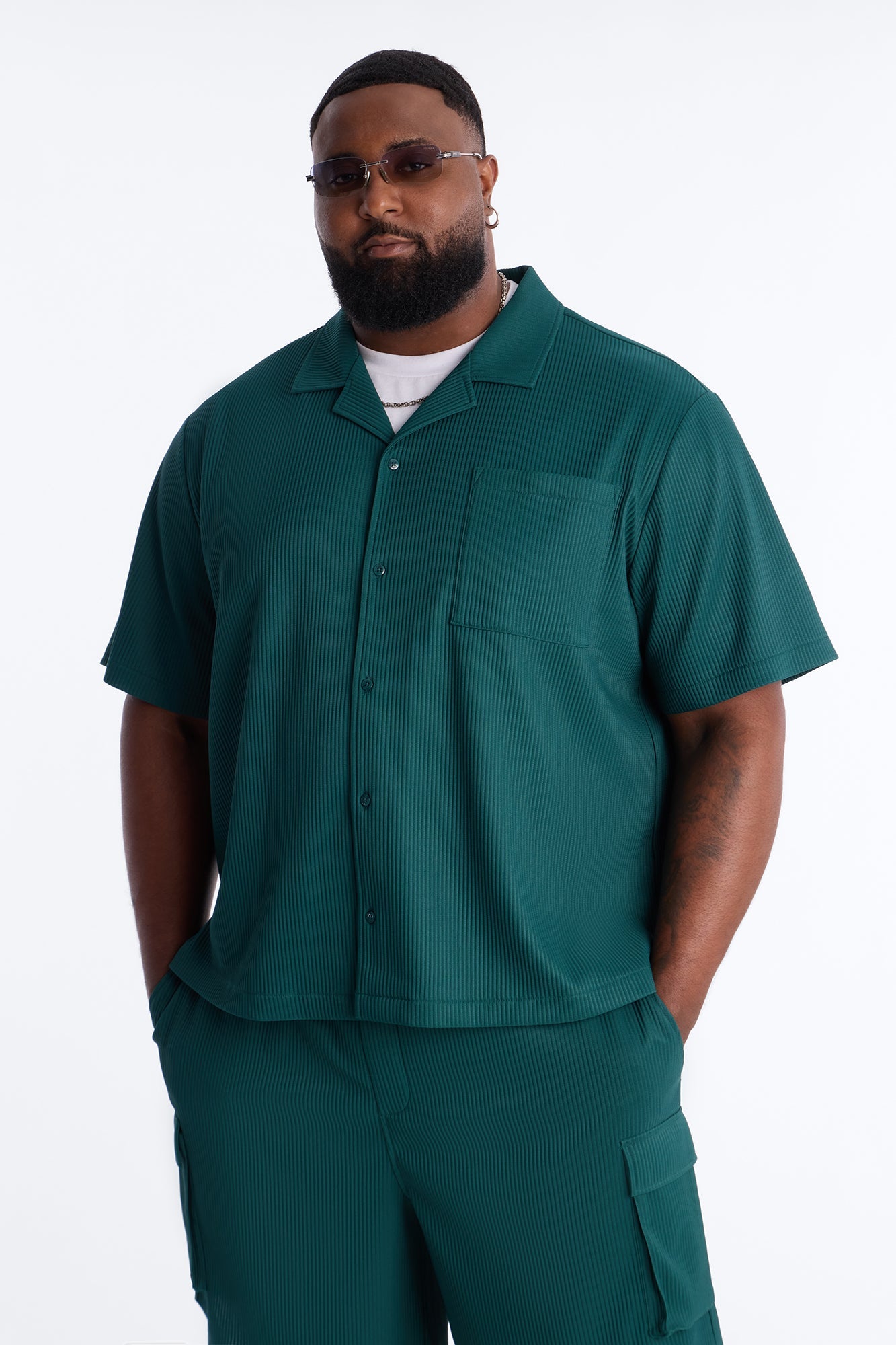 Show Up Short Sleeve Cuban Shirt - Teal