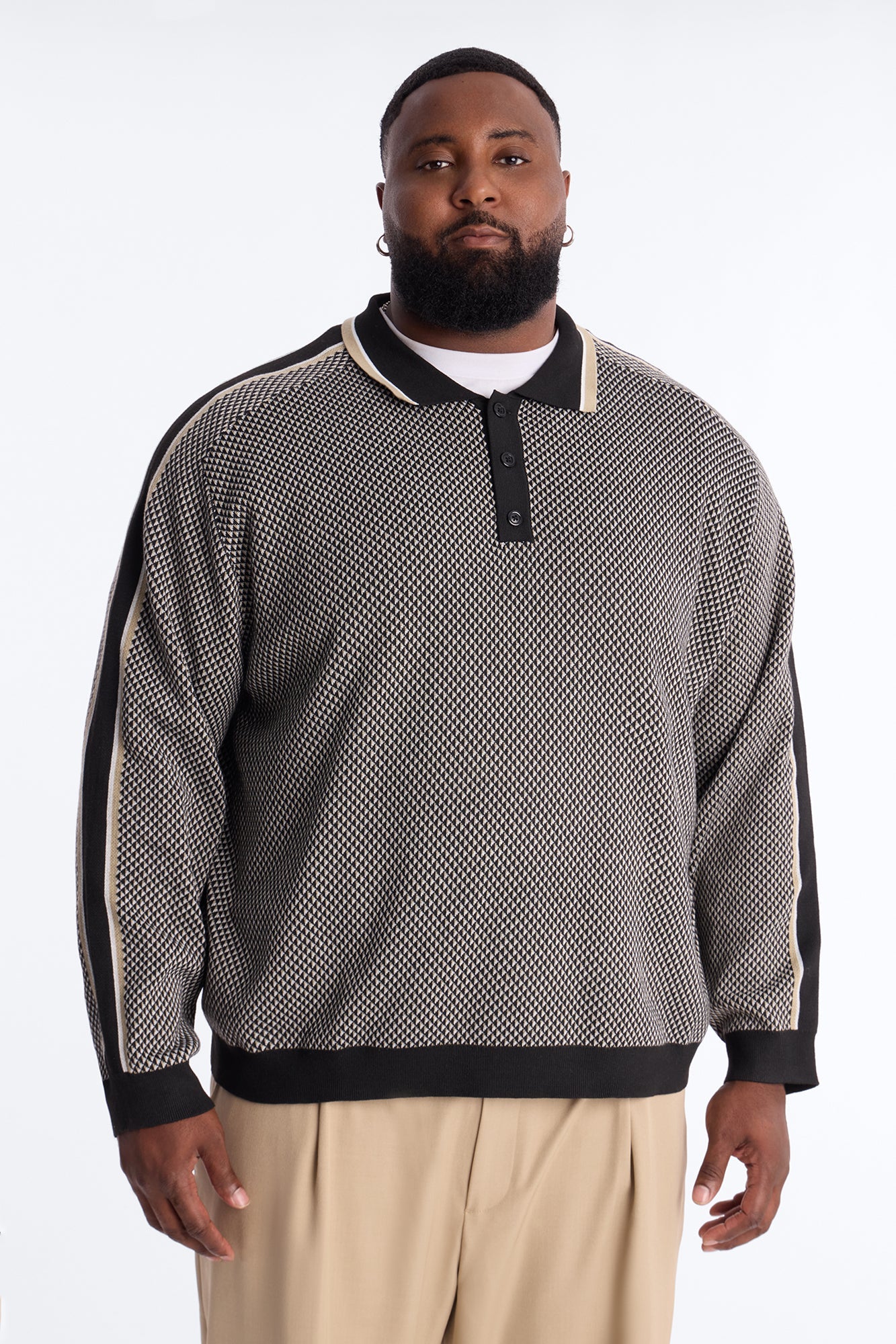 Ashford Knitted Long Sleeve Polo - Black