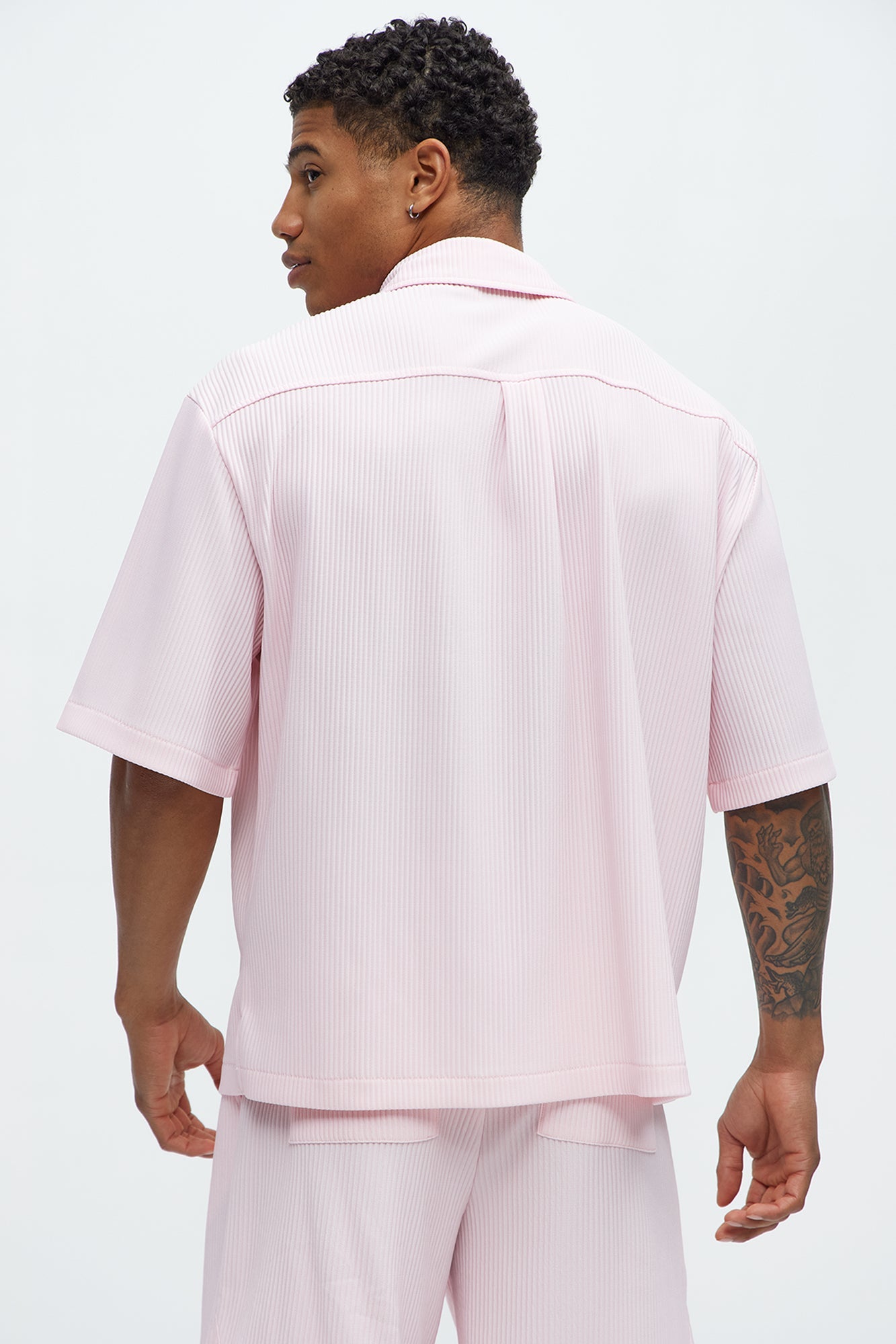 Show Up Short Sleeve Cuban Shirt - Pink