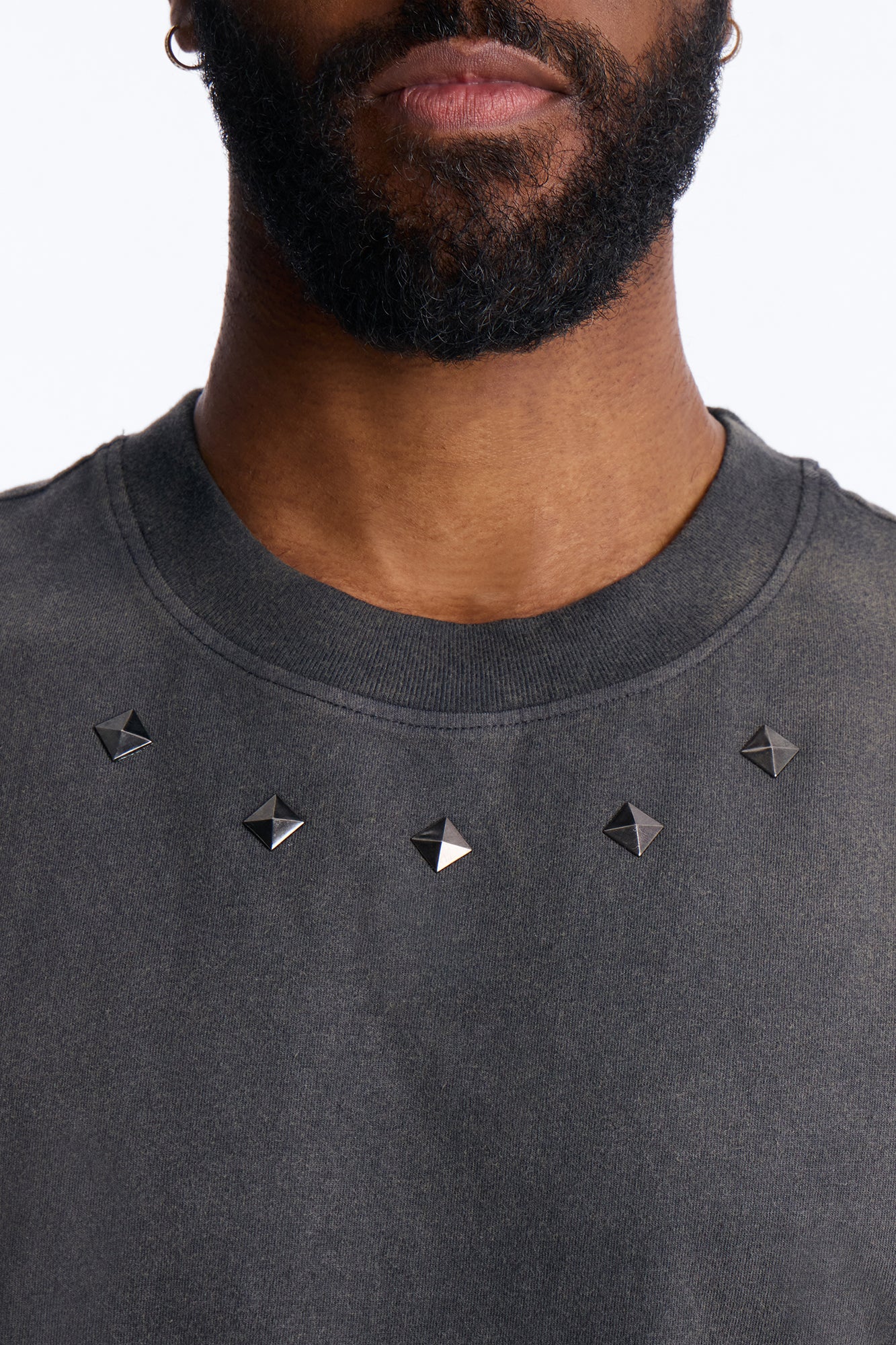 Washed Embellished Muscle Tee - Black