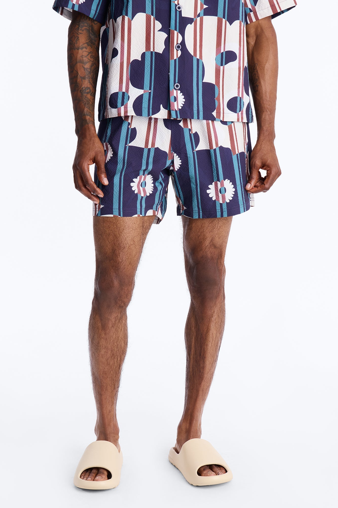Metroflora Seersucker Swim Trunk 6″ - Multi Color