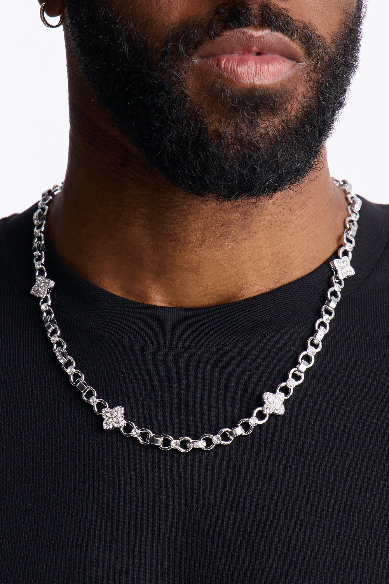 Bloom Flora Link Chain Necklace - Silver