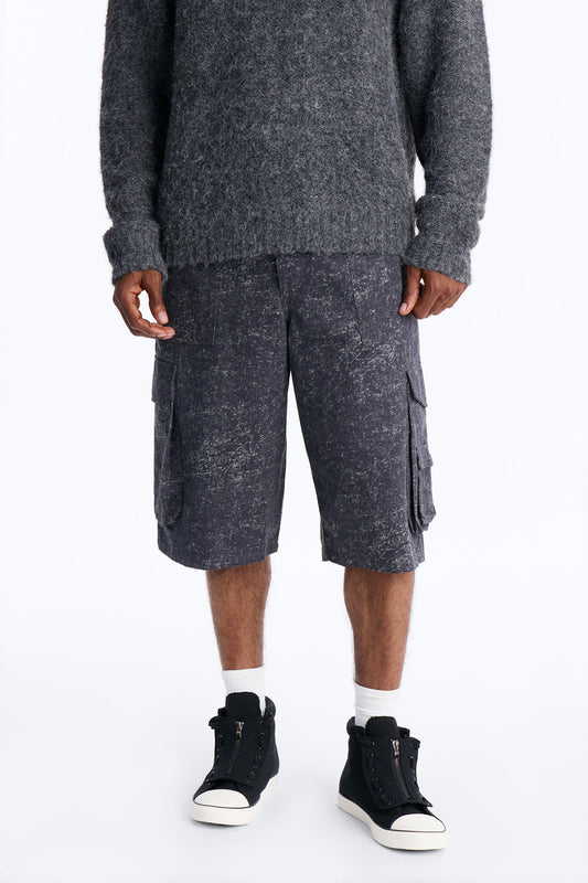 Baggy Mental State Cargo Short - Charcoal