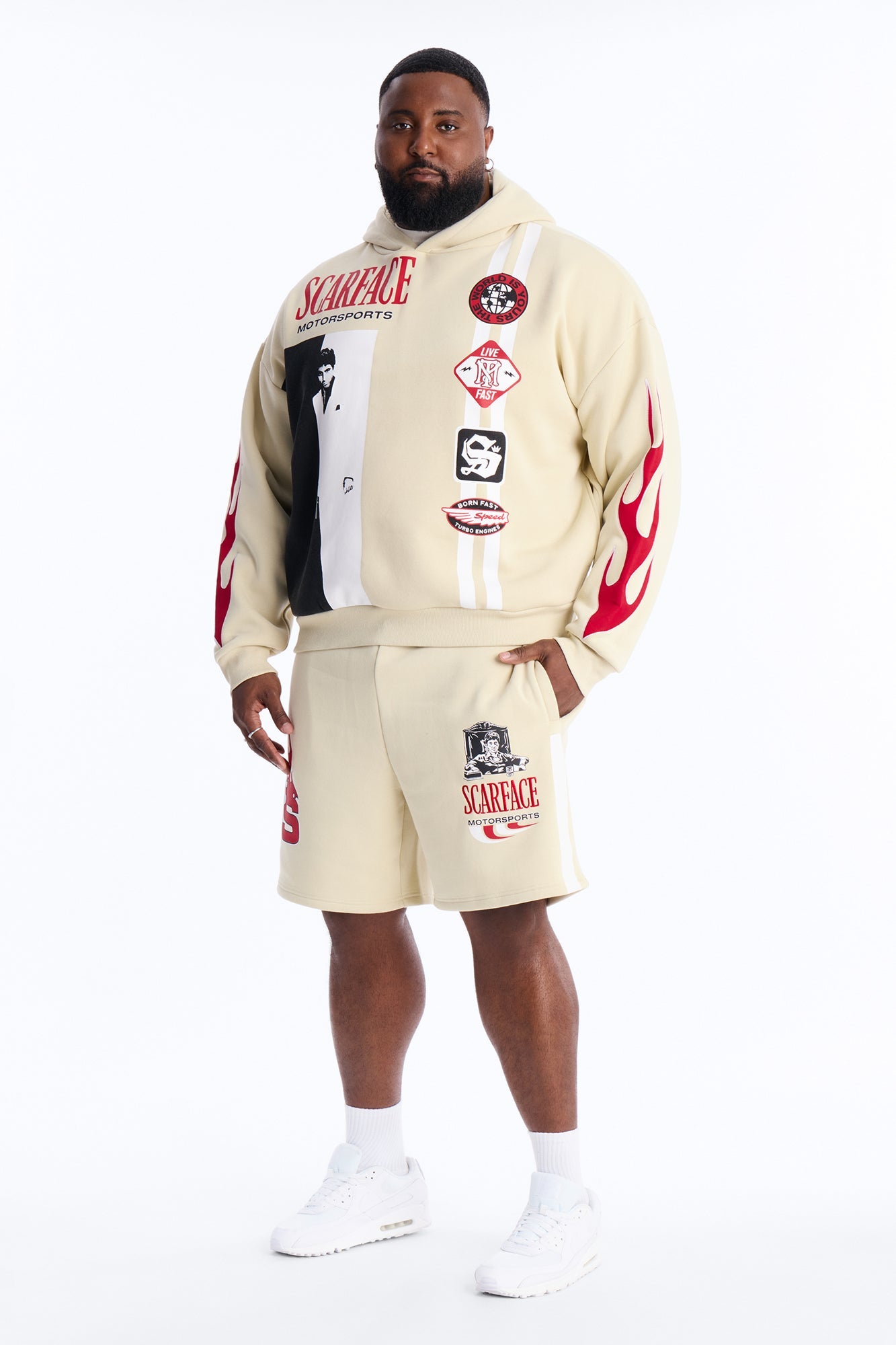 Scarface Embroidery Patch Sweatshorts - Khaki