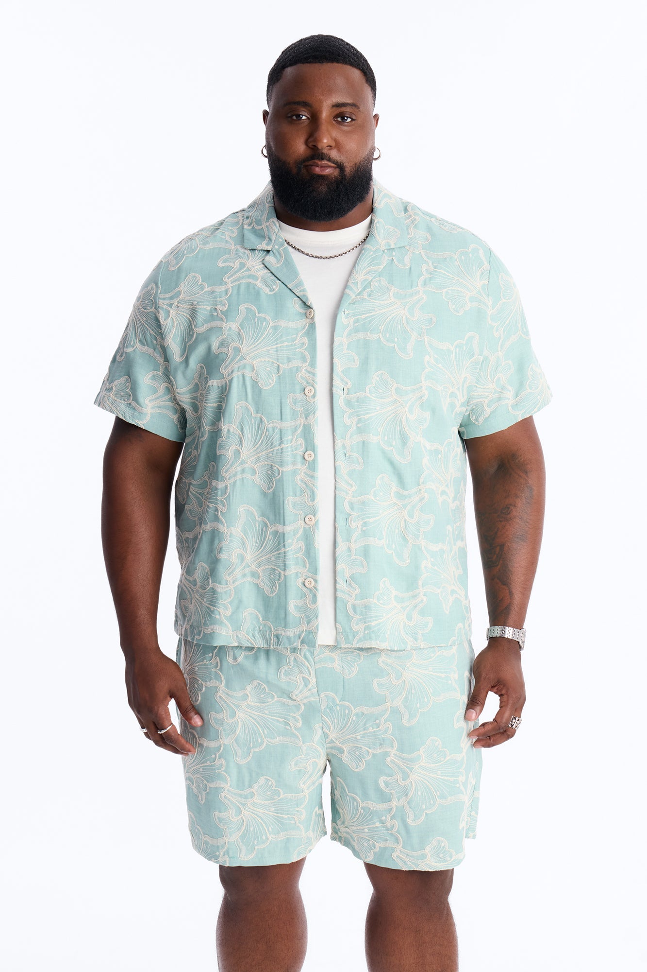 Coastal Drift Cuban Button Up Shirt - Mint