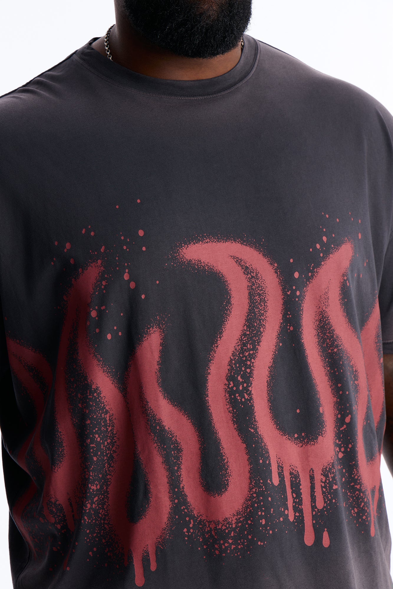Flaming Outline Short Sleeve Tee - Black