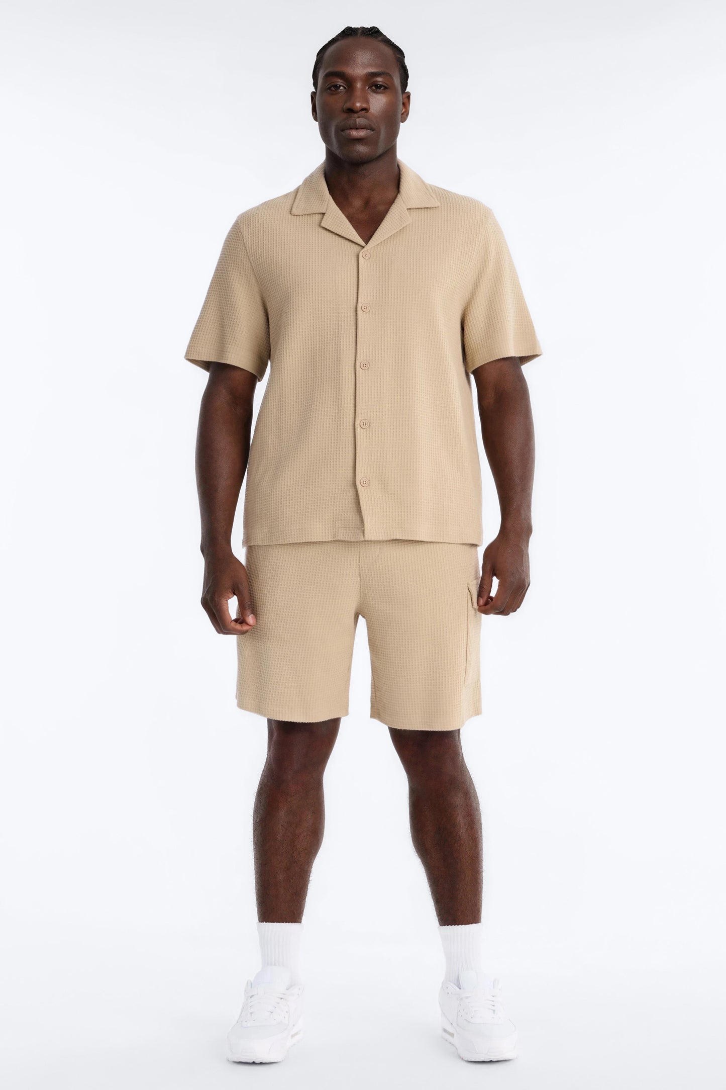 Culver City Waffle Knit Button Up - Stone