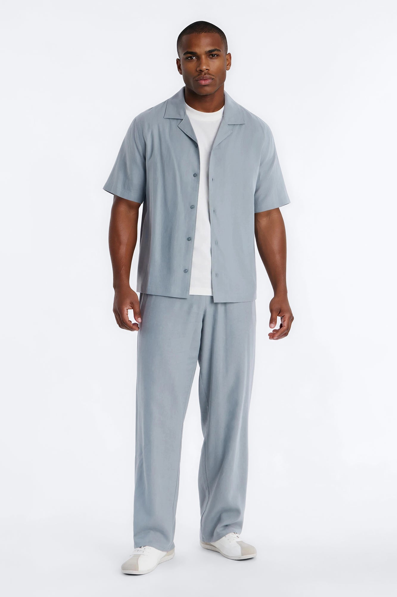 Bahamas Linen Baggy Pull On Pants - Slate Blue