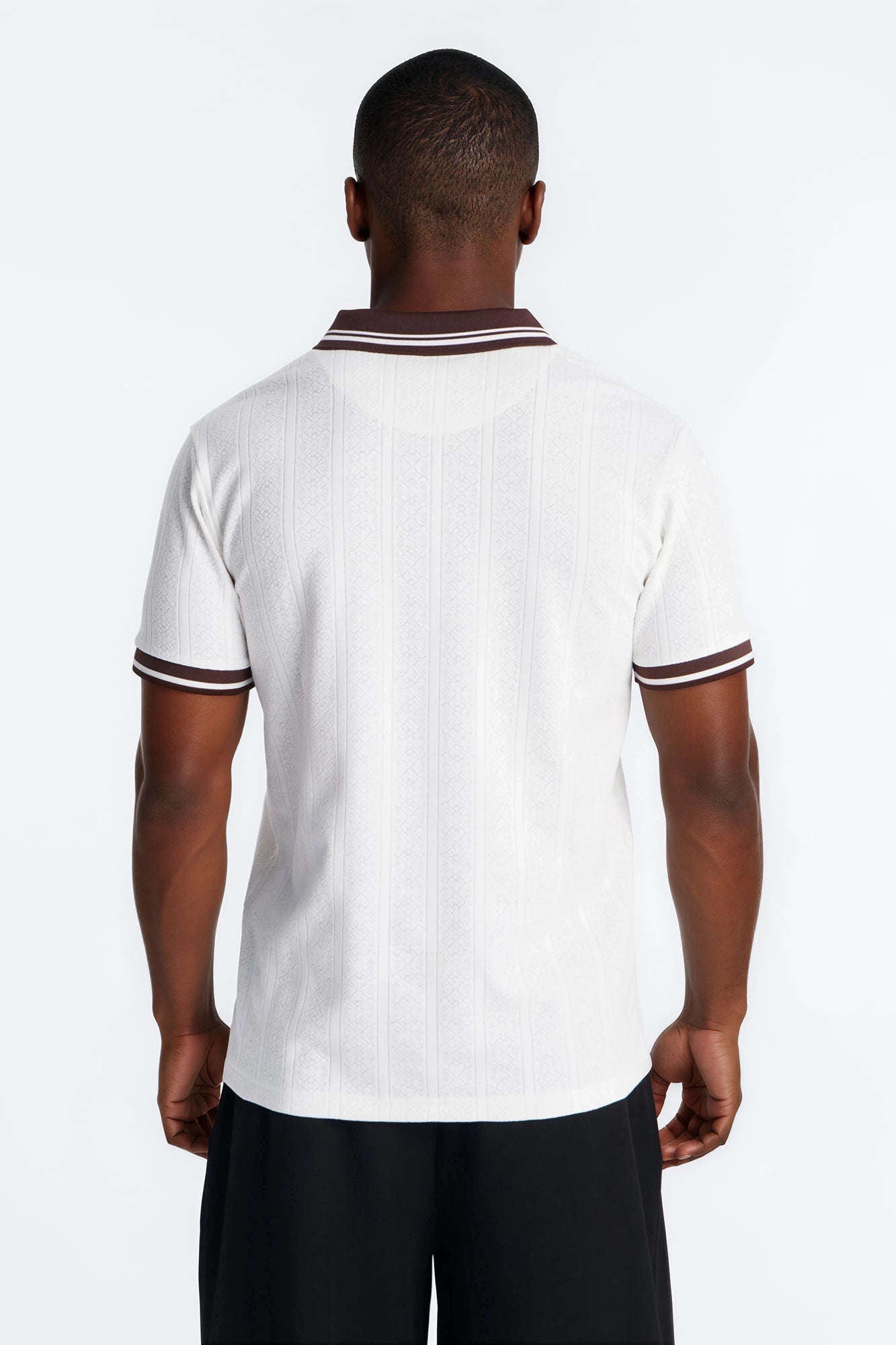 Cafe Tipped Johnny Collar Polo - Off White