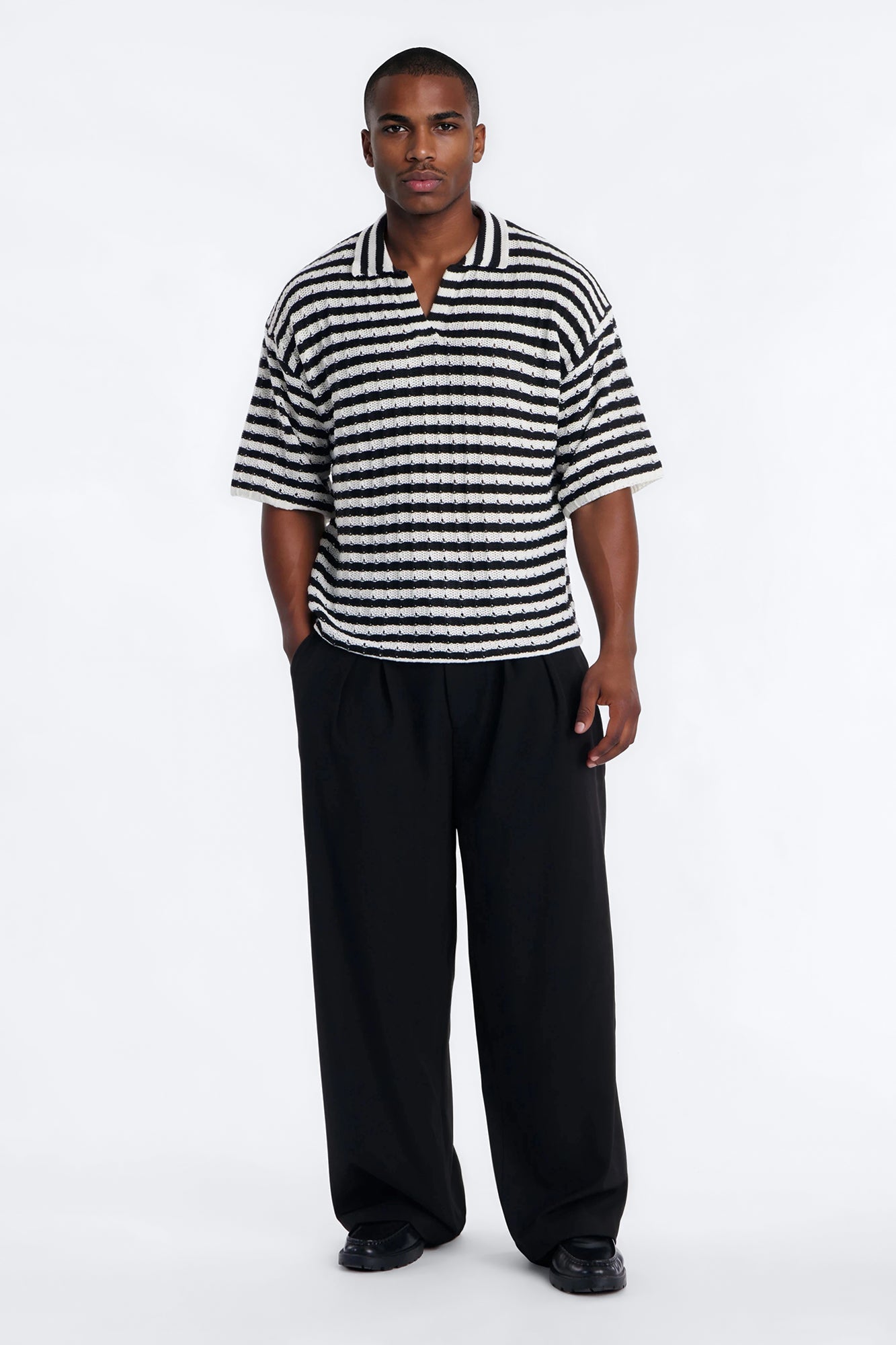 Relaxed Regatta Stripe Polo - Black