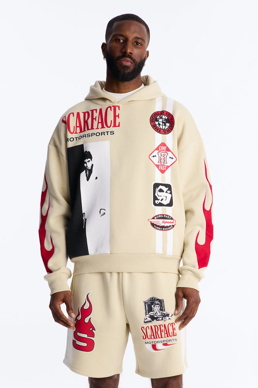 Scarface Embroidery Patch Hoodie - Khaki