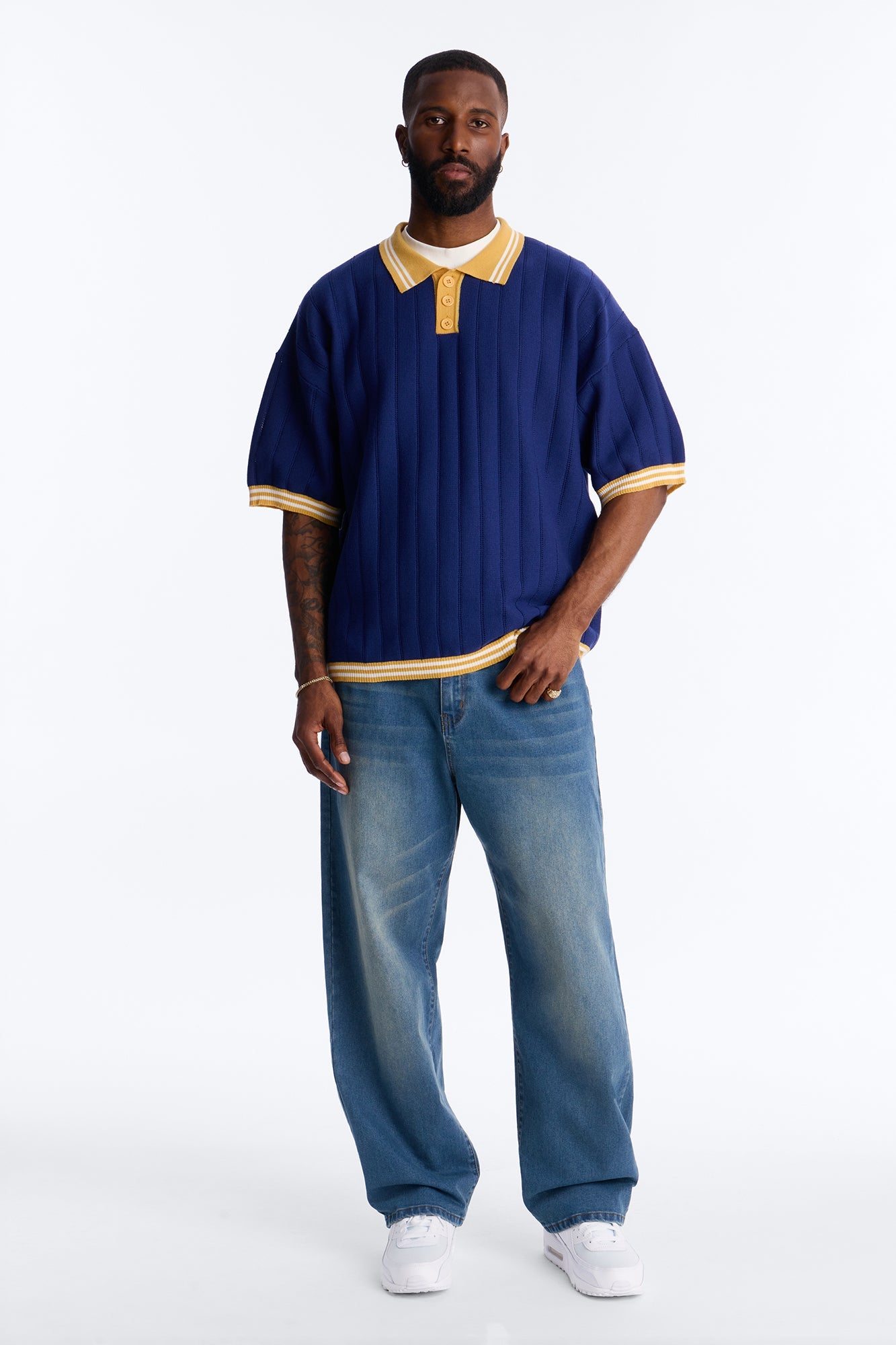 Singleton Short Sleeve Knit Polo - Navy