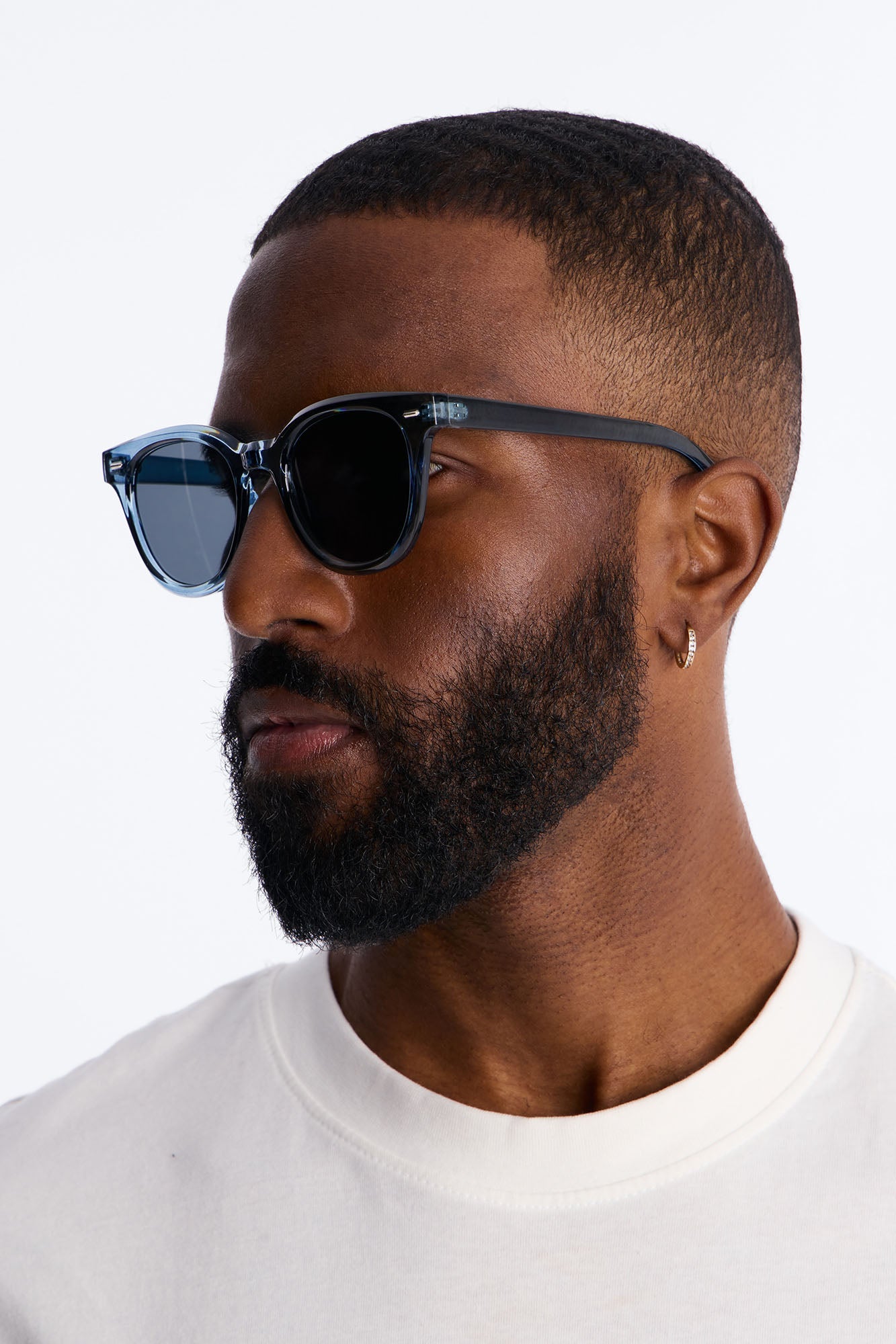 Statement Rounded Wayfarer Sunglasses - Blue
