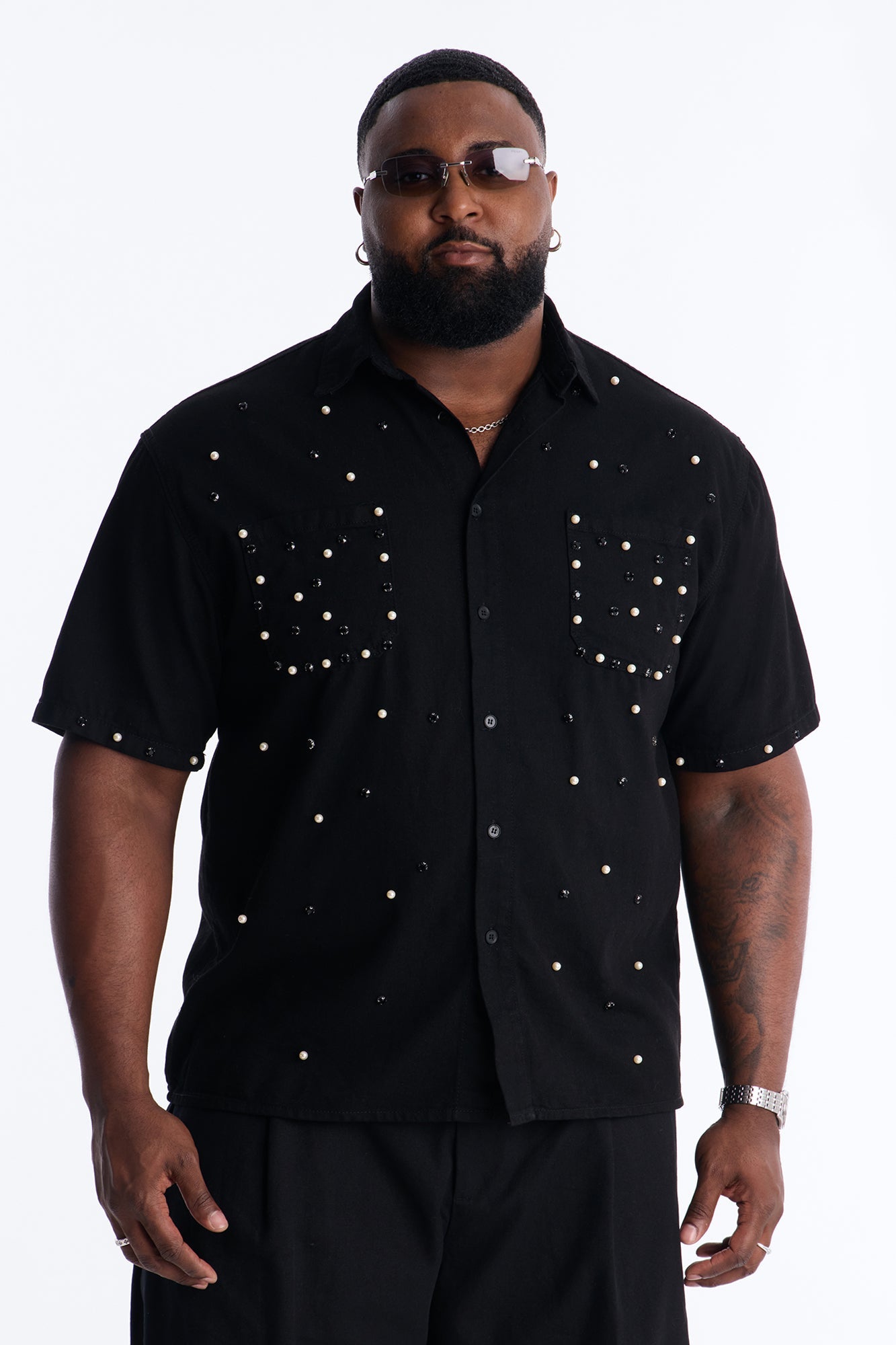 Apex Stud Button Up Shirt - Black