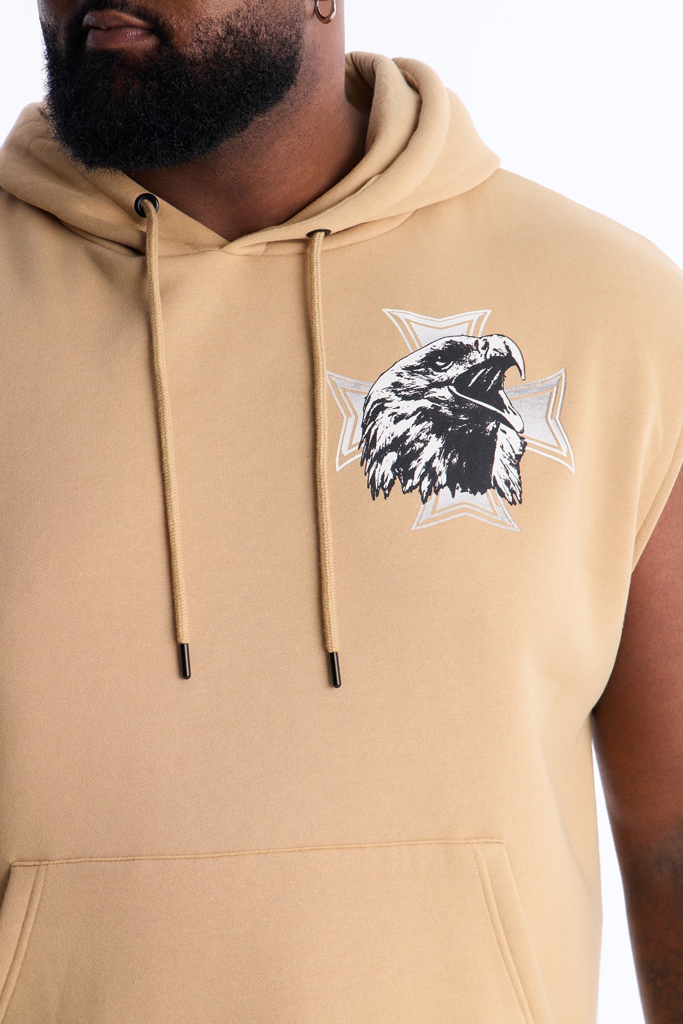 Fly Eagles Sleeveless Hoodie - Khaki