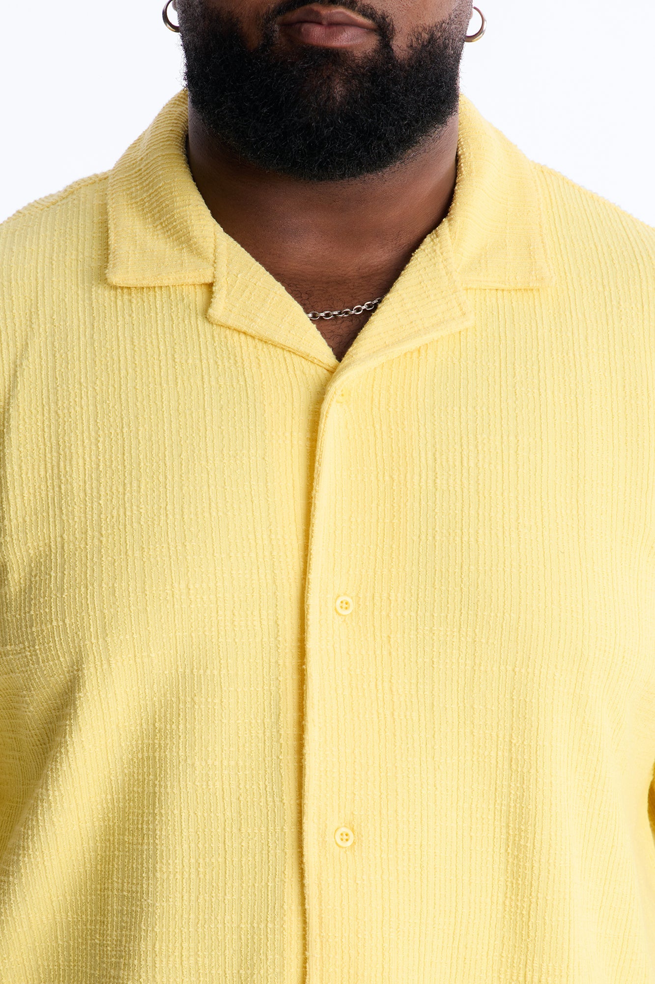 Dean Textured Short Sleeve Button Up Shirt - Butter Yellow