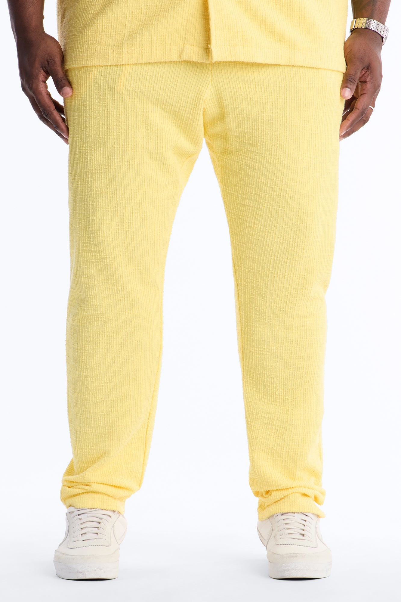 Dean Textured Slim Pants - Butter Yellow