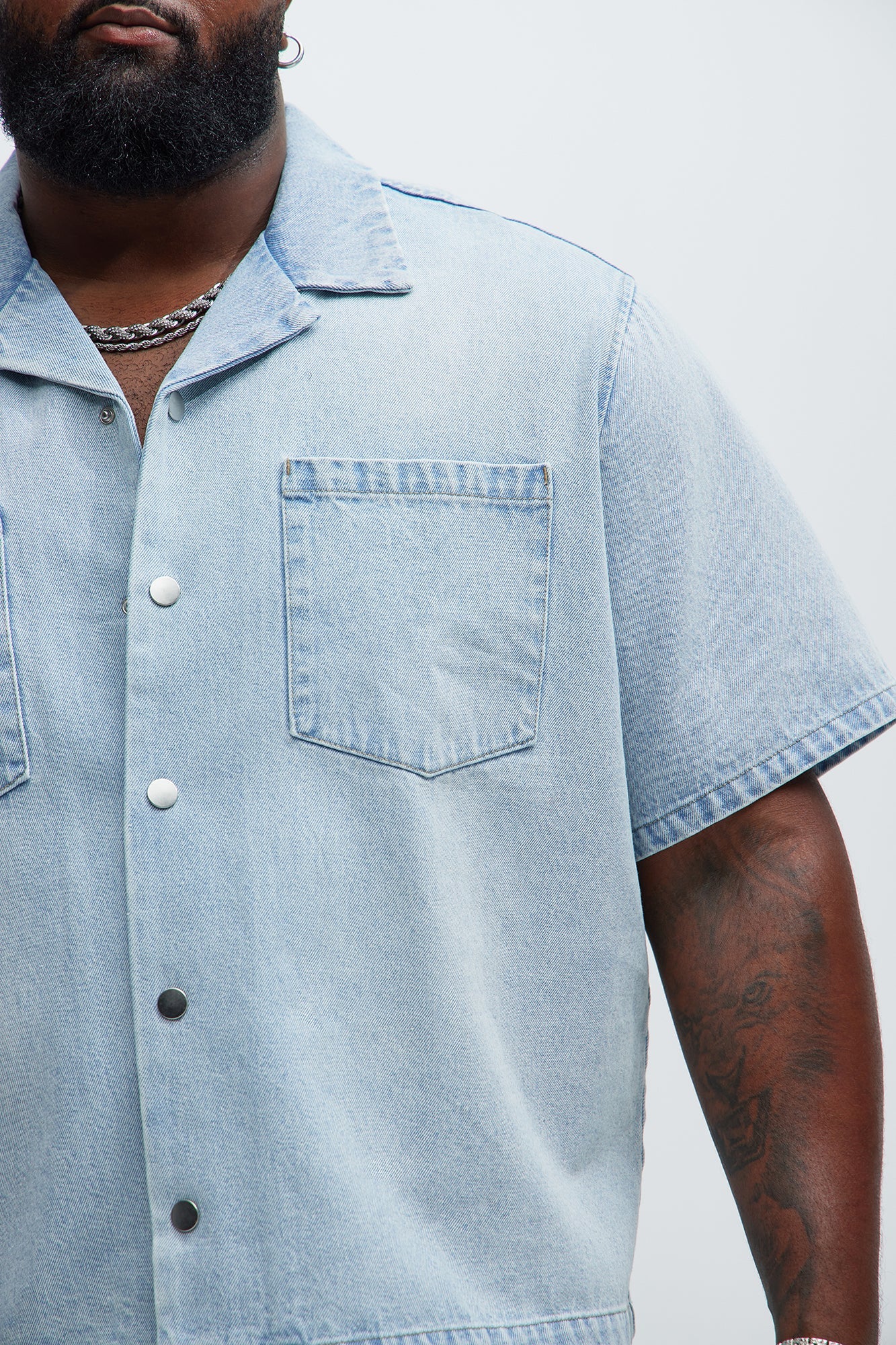 Colin True Denim Button Up Shirt - Light Blue Wash