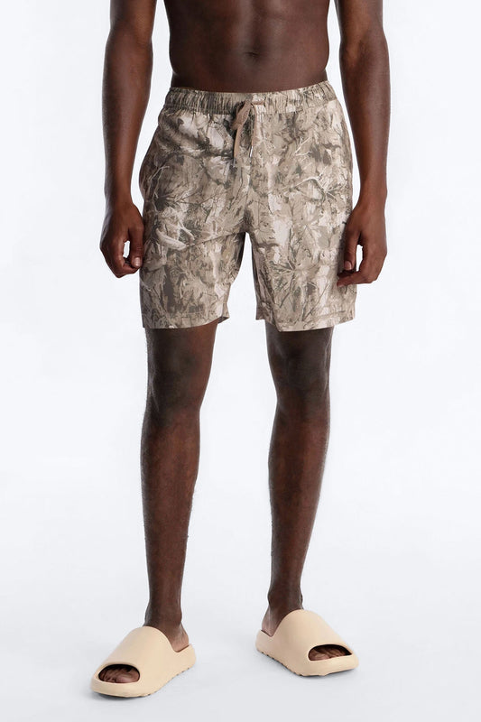 Washed Camo Printed Swim Trunk 7″ - Camouflage