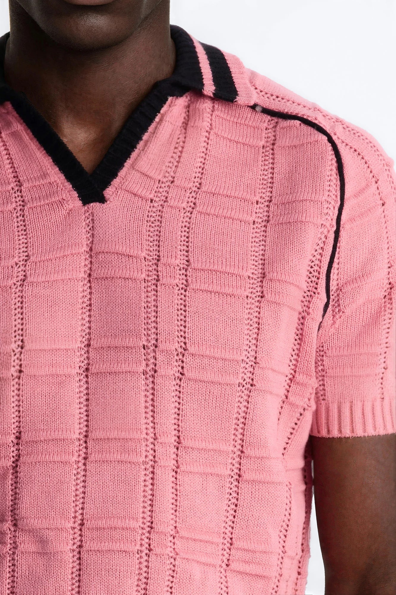 Relaxed Riviera Johnny Collar Knit Polo - Pink