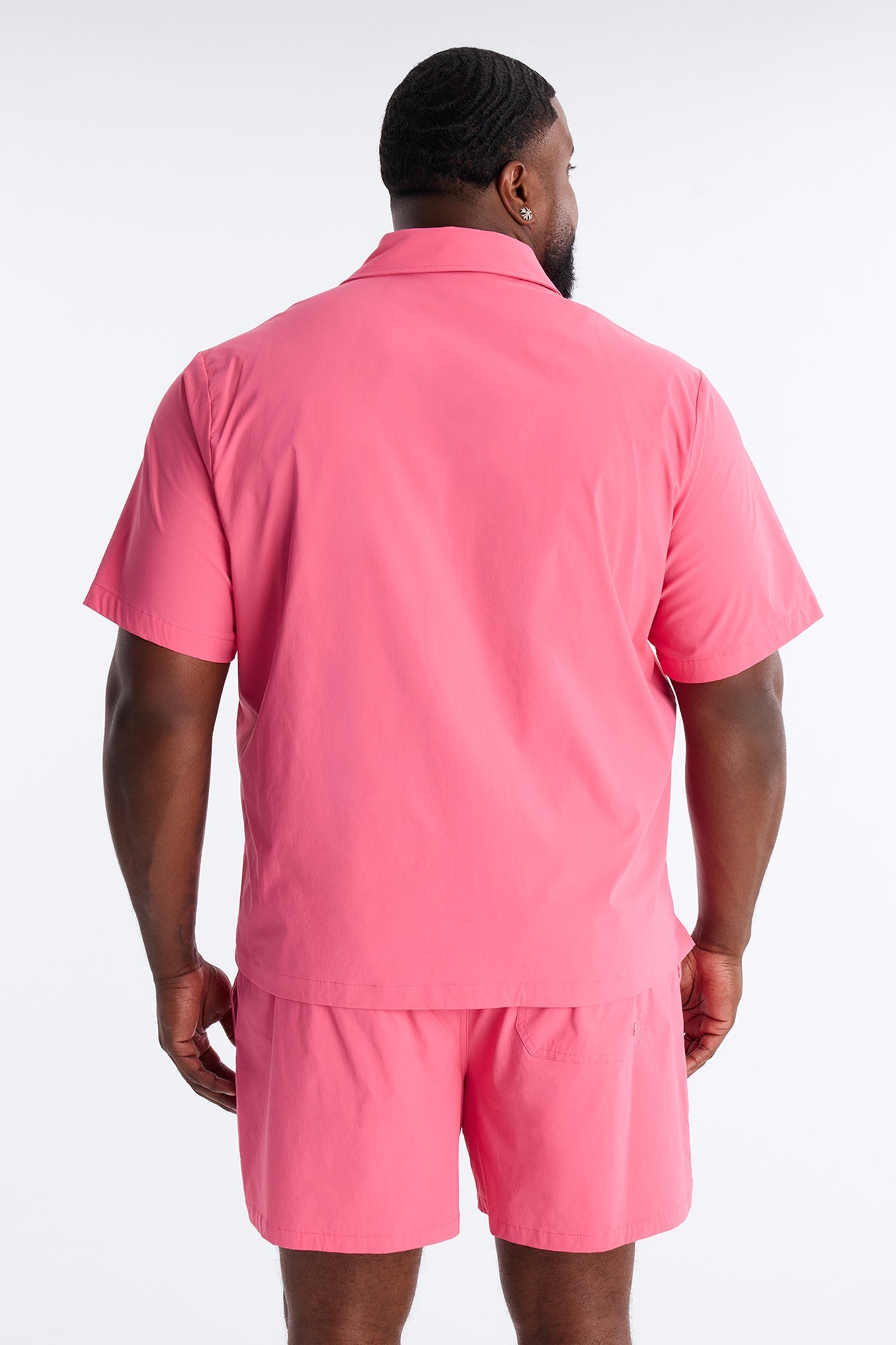 Montez Cuban Collar Button Up Shirt - Hot Pink
