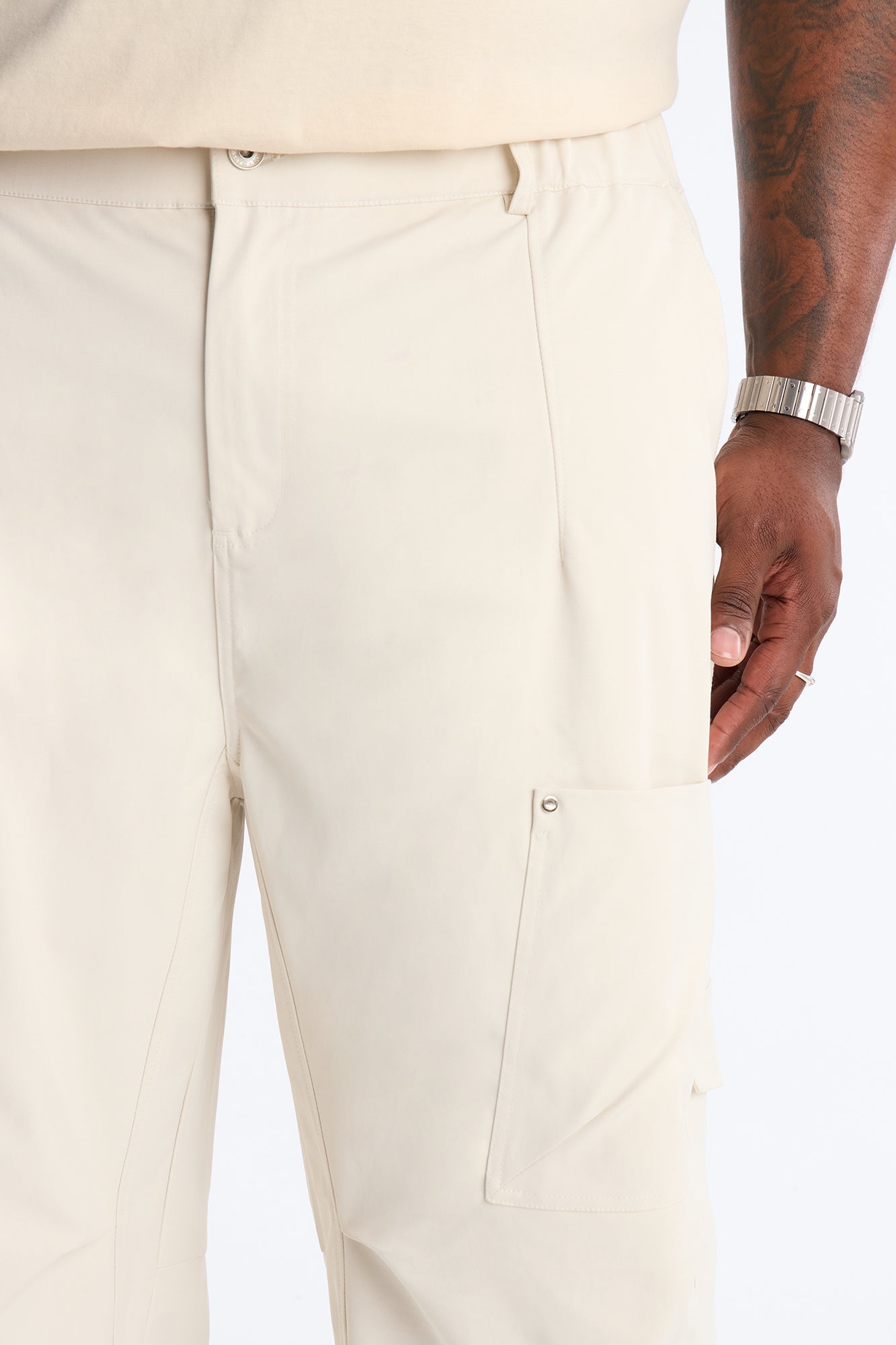 Barrel Fit Node Cargo Pant - Cream