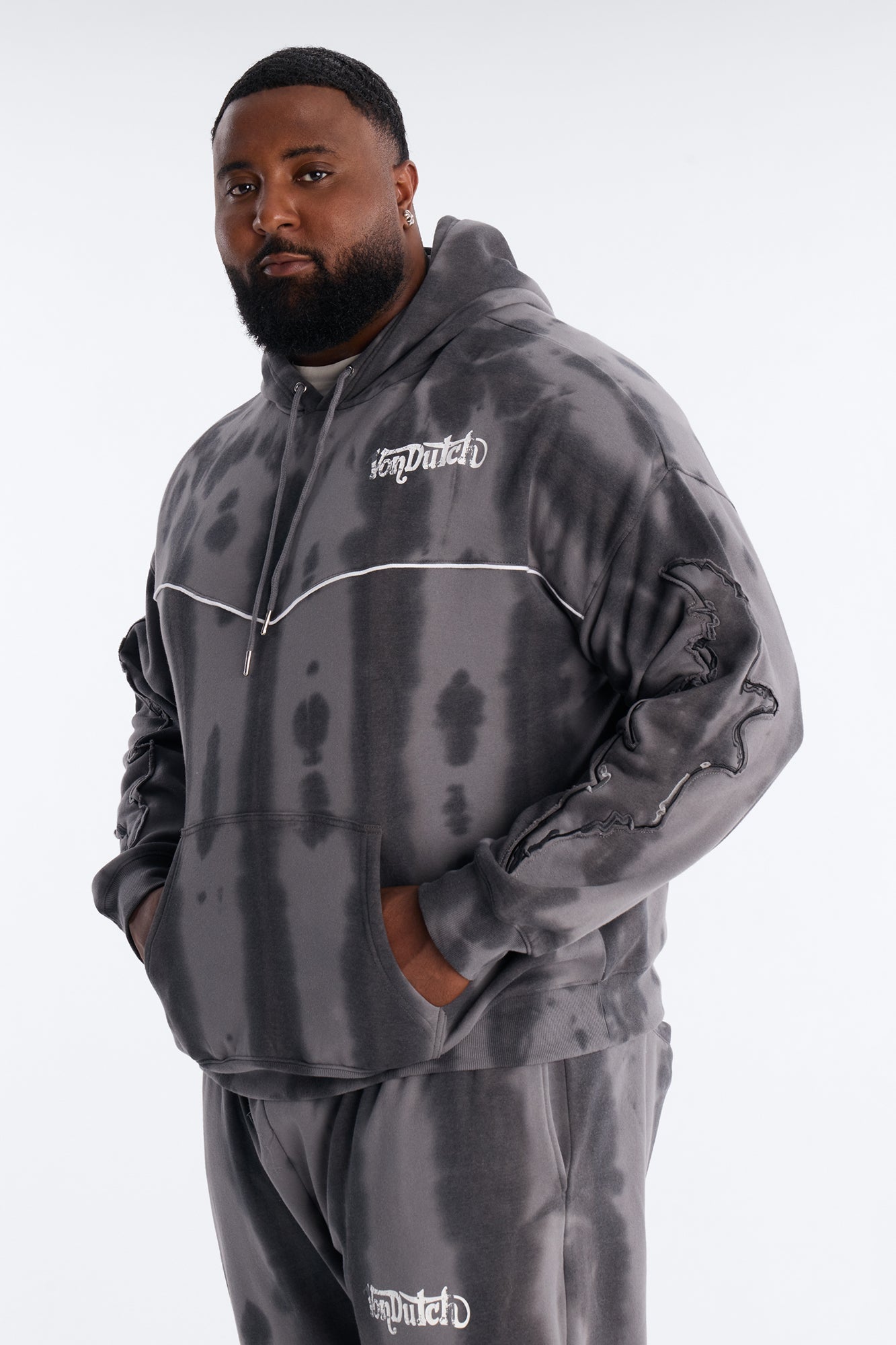 Von Dutch Outlaw Raw Edge Hoodie - Charcoal