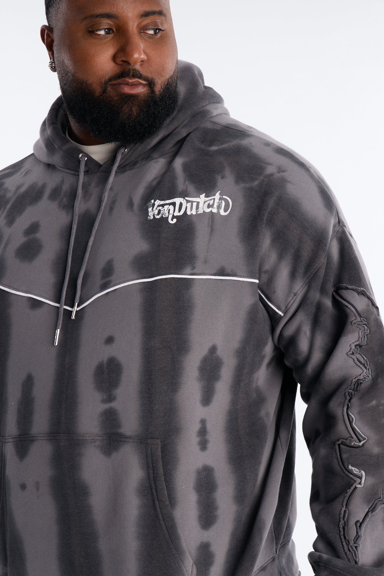 Von Dutch Outlaw Raw Edge Hoodie - Charcoal