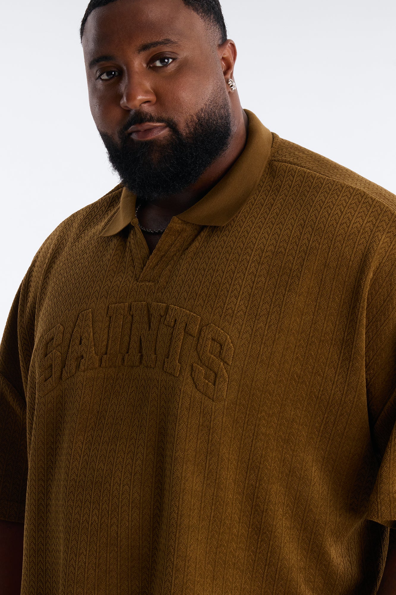 Boxy Cropped Lexington Saints Johnny Collar Polo - Brown