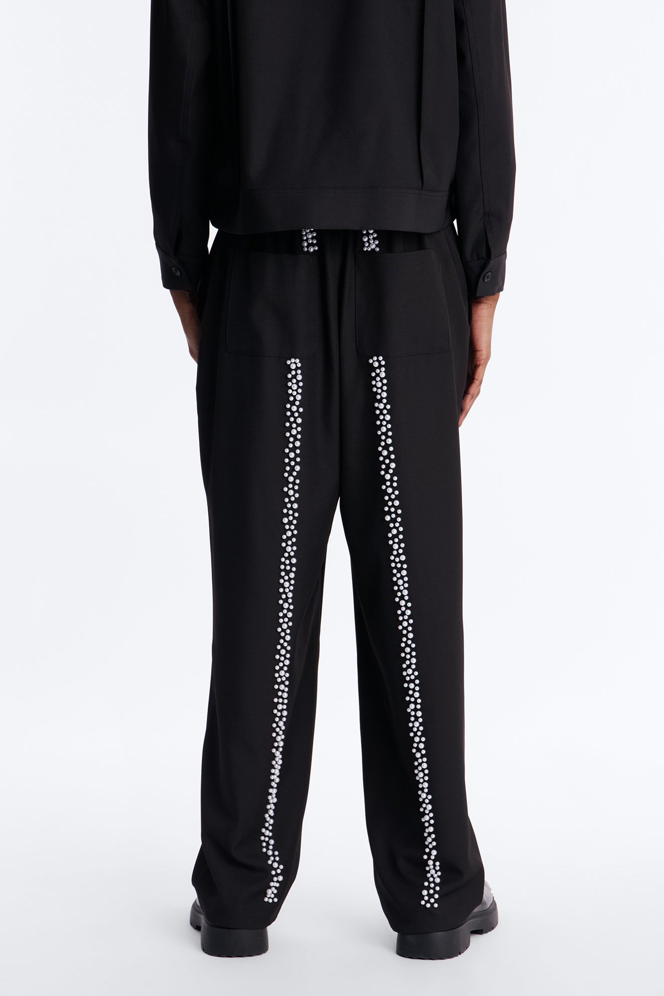 Baggy Pearl Cascade Trouser - Black