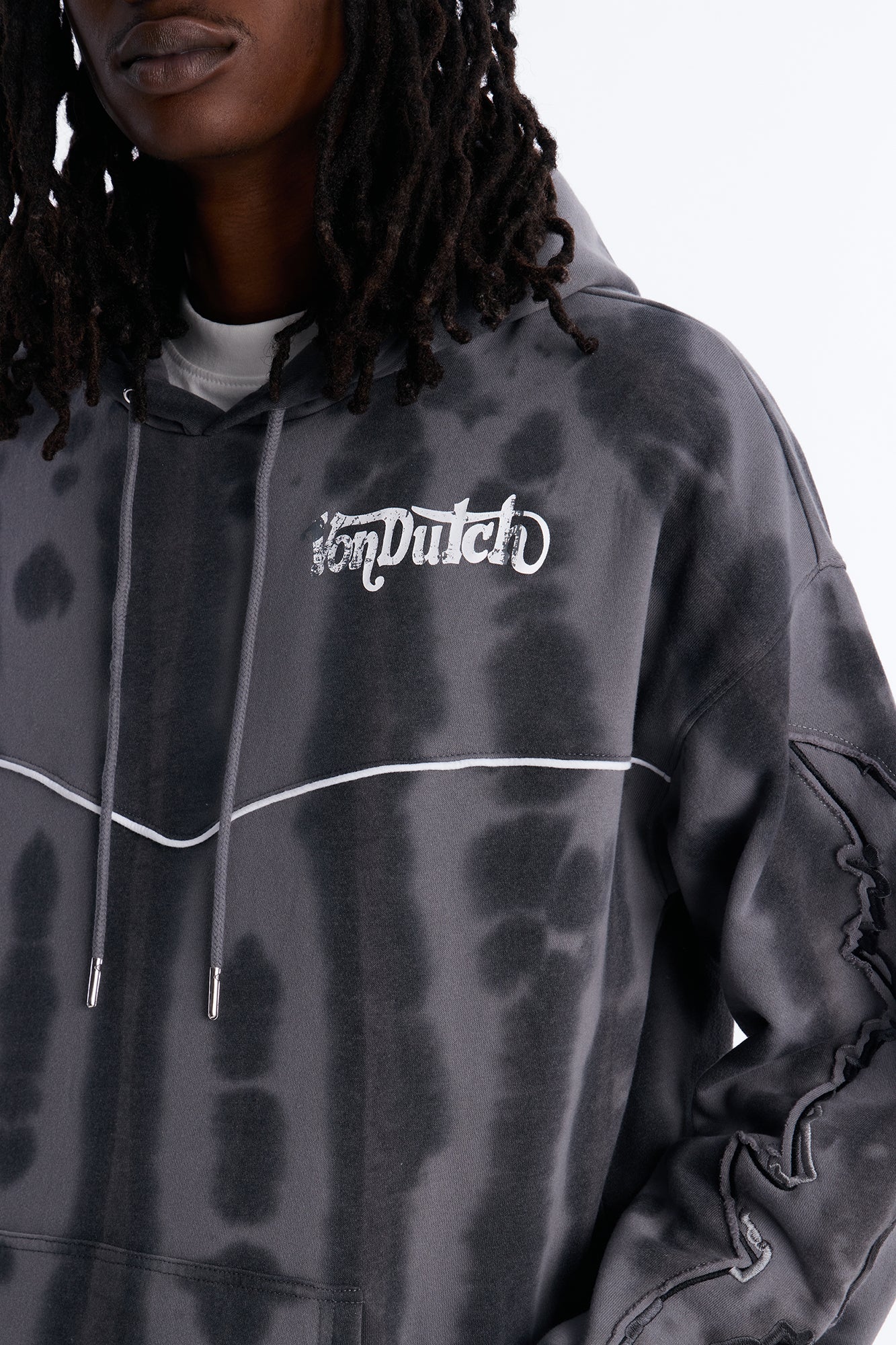 Von Dutch Outlaw Raw Edge Hoodie - Charcoal