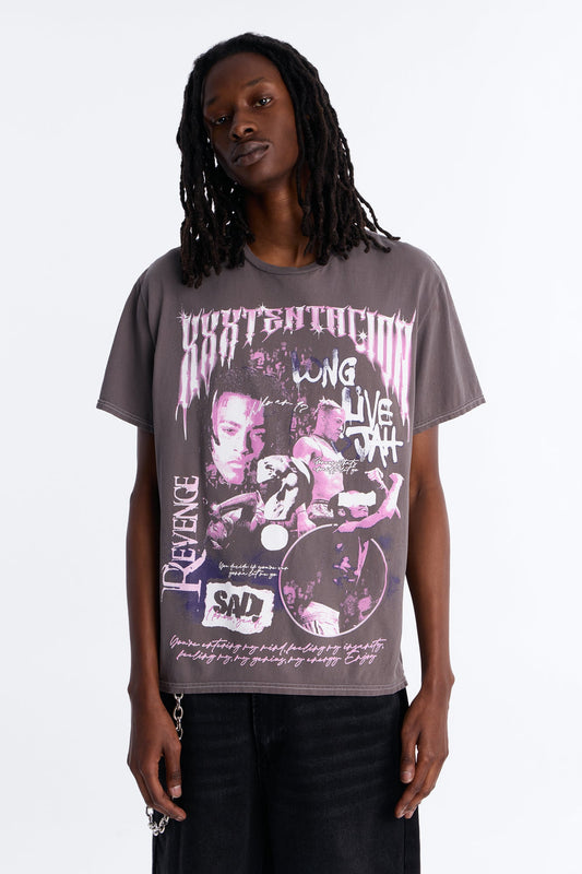 XXXTENTACION LONG LIVE JAH Vintage Short Sleeve Tee - Charcoal