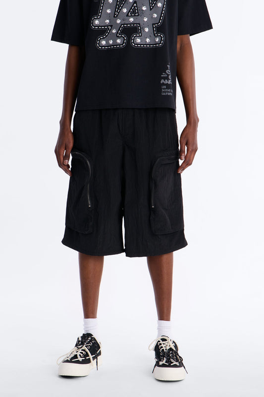 Baggy Oversized Pockets Tech Short - Black