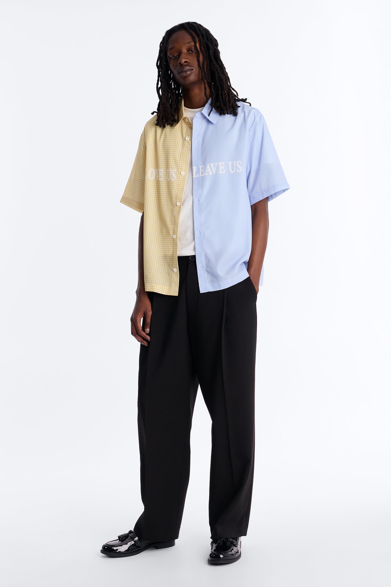 Relaxed Split Button Up Shirt - Yellow