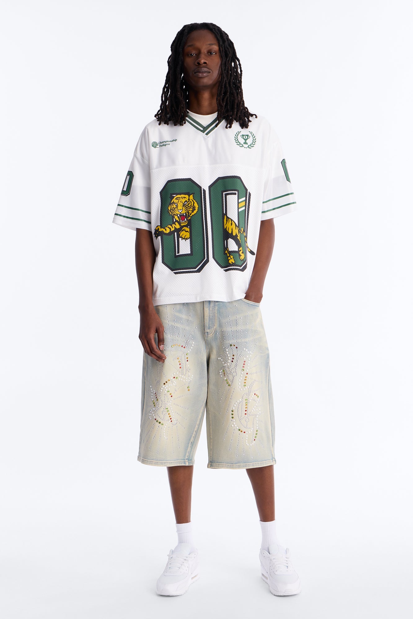 Baggy Urban Jeweled Denim Short - Light Wash