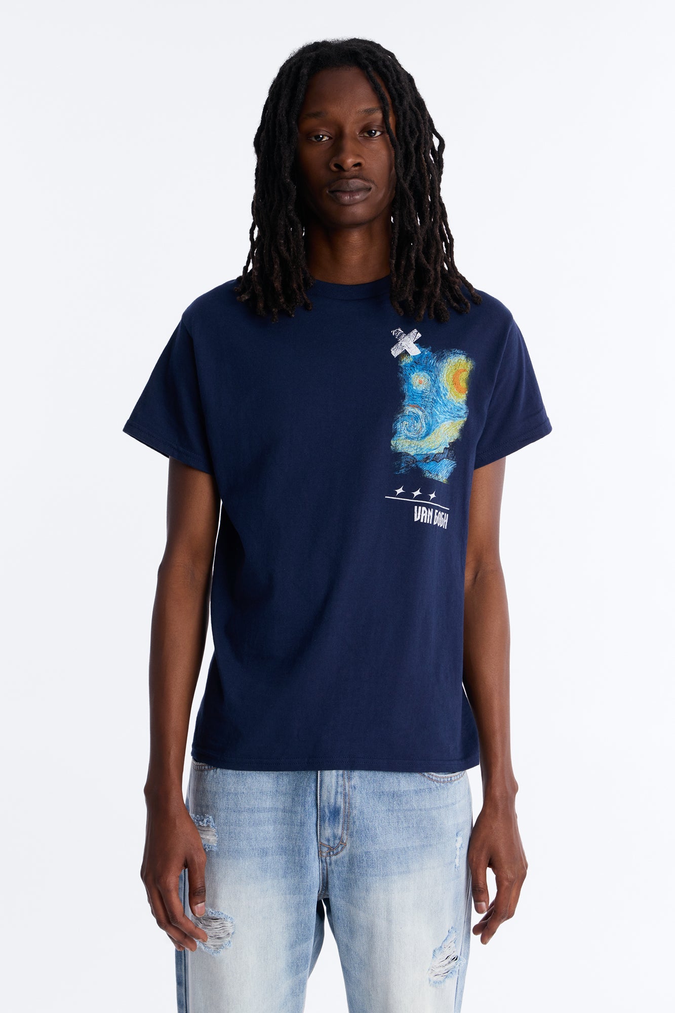 Van Gogh Stars Don't Sleep Short Sleeve Tee - Navy