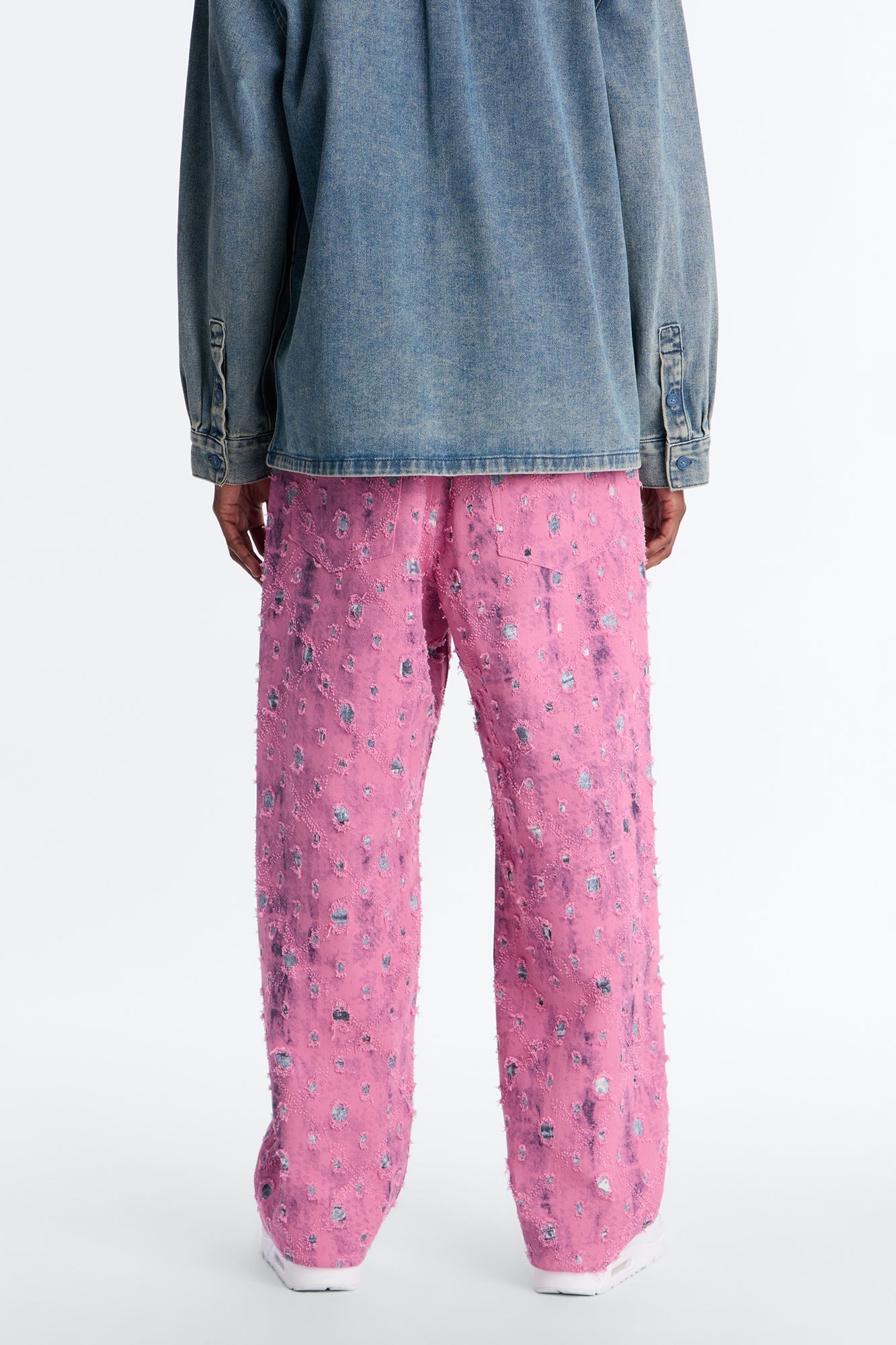 Baggy Frayed Illusions Jean - Pink