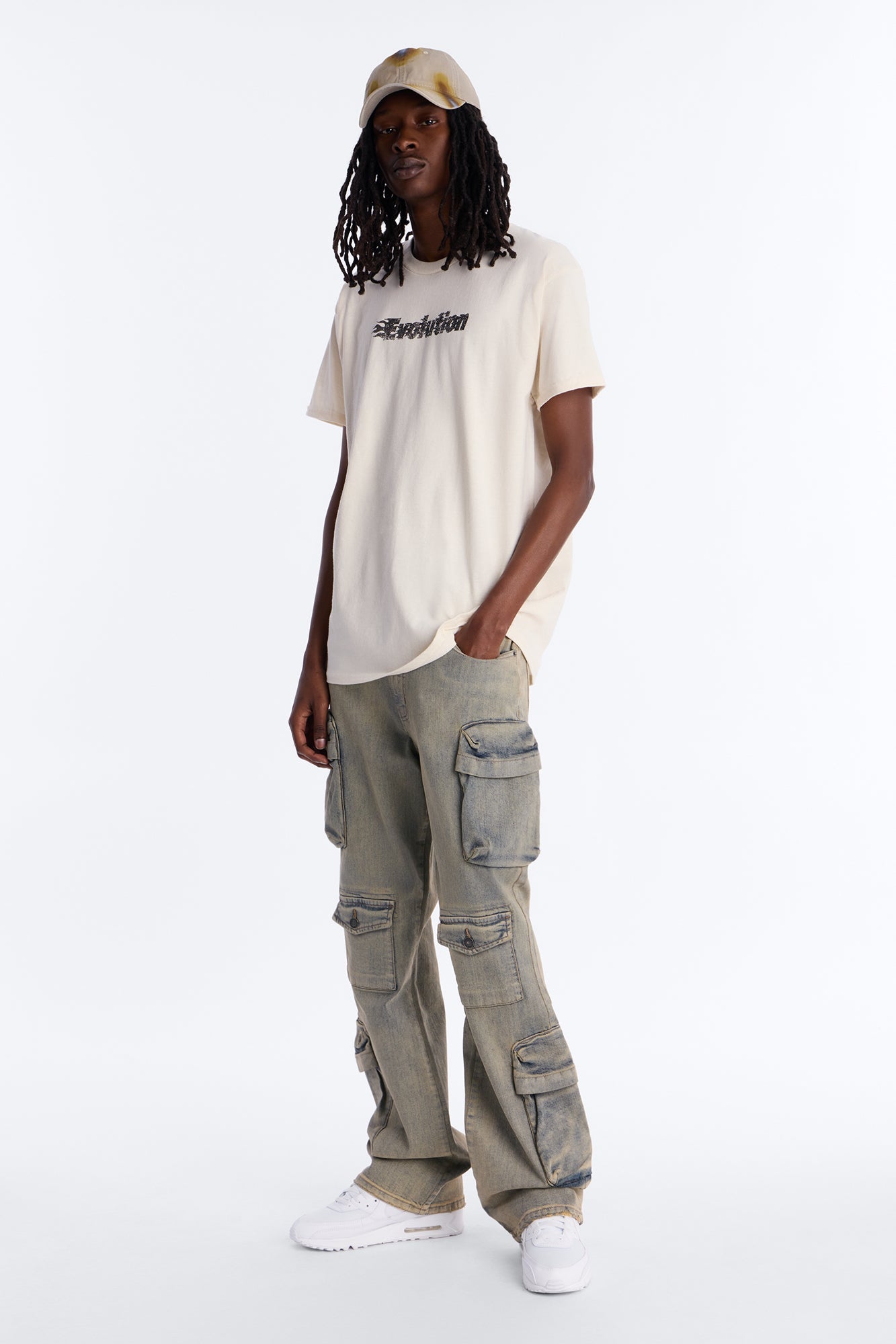 Stacked Slim Flare Cargo All The Way Jean - Vintage Wash
