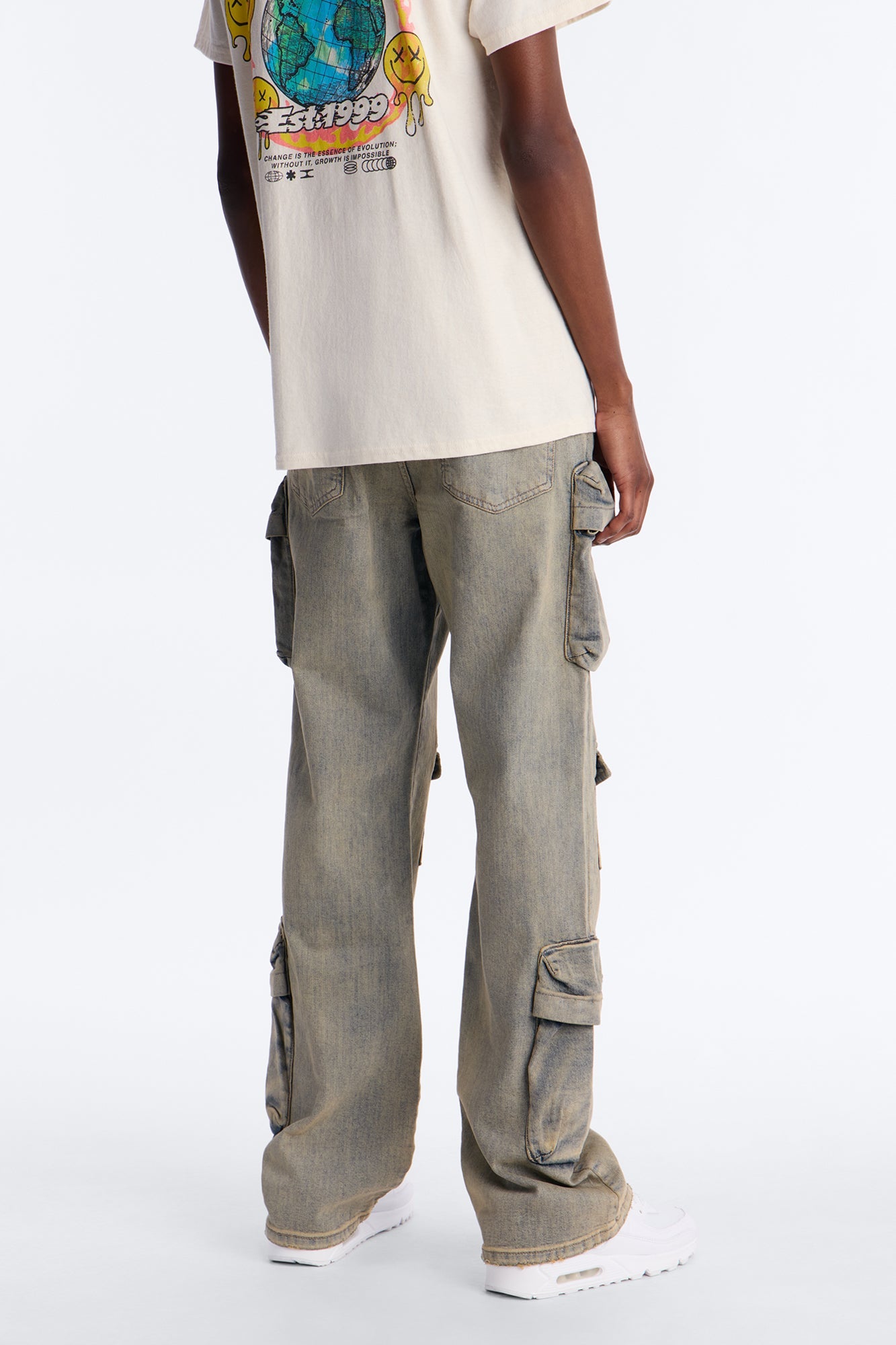 Stacked Slim Flare Cargo All The Way Jean - Vintage Wash