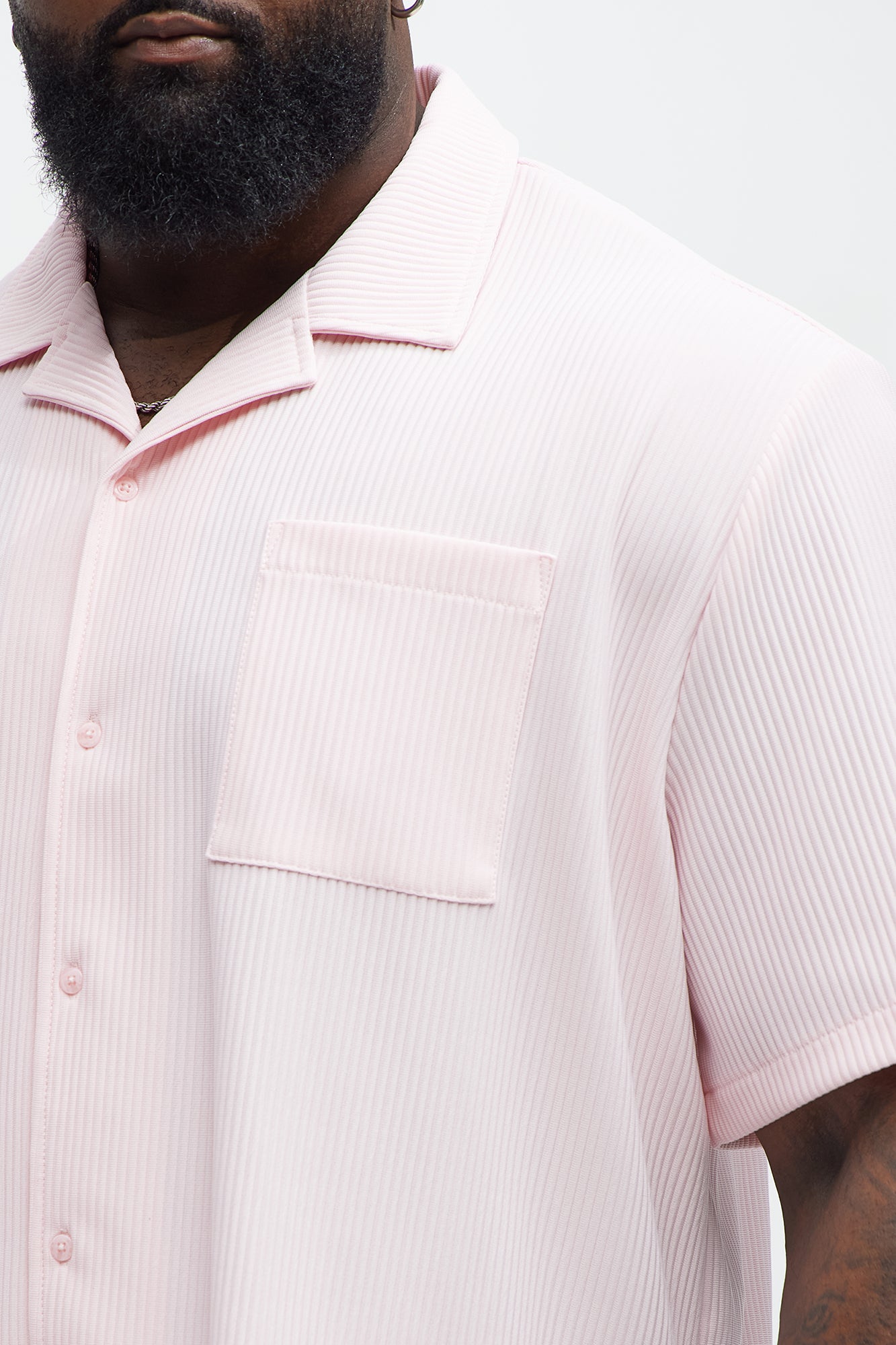 Show Up Short Sleeve Cuban Shirt - Pink