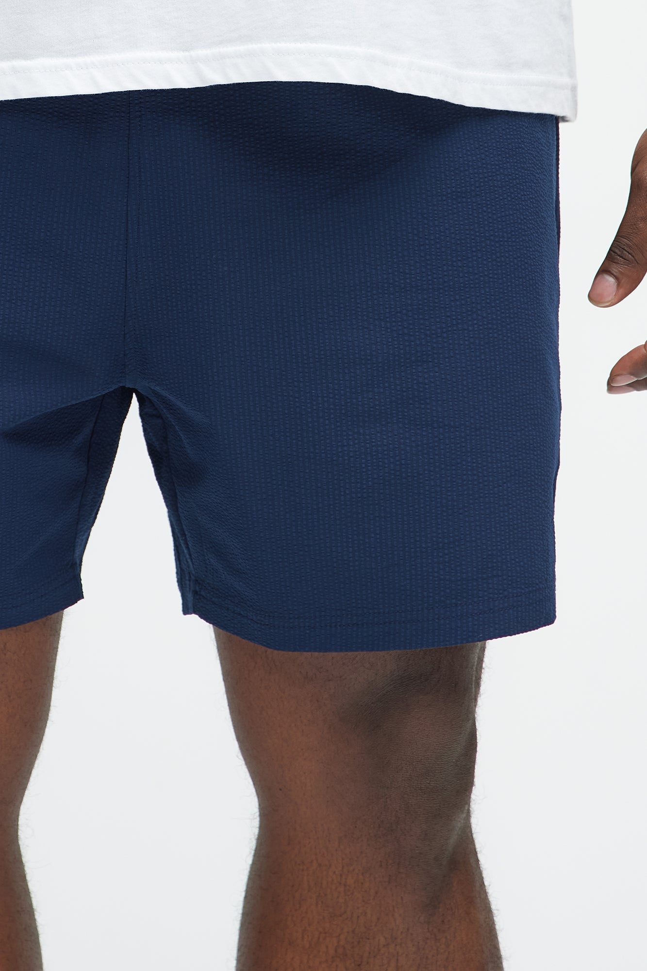 Seersucker Swim Trunk 6″ - Navy