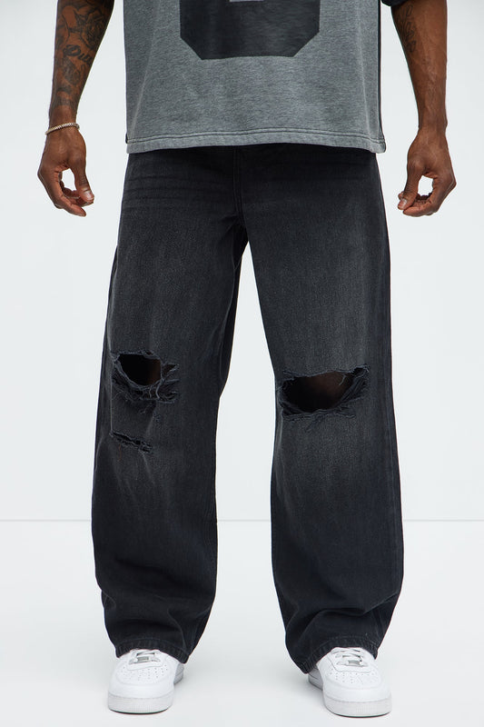Alvarez Distressed Baggy Jeans - Black Wash
