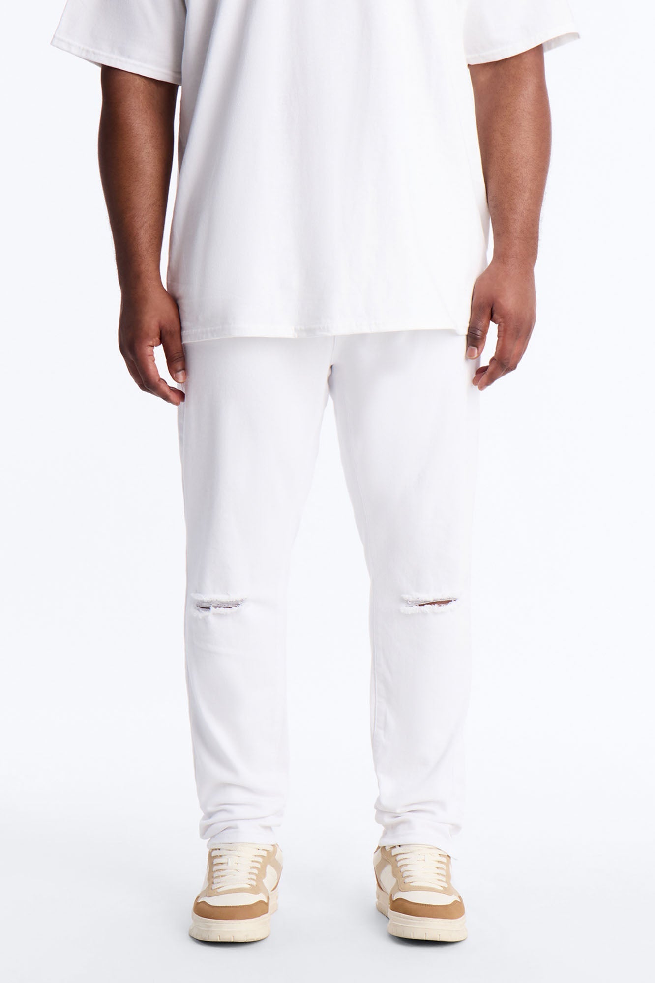 Everyday Slit Knee Skinny Jeans - White